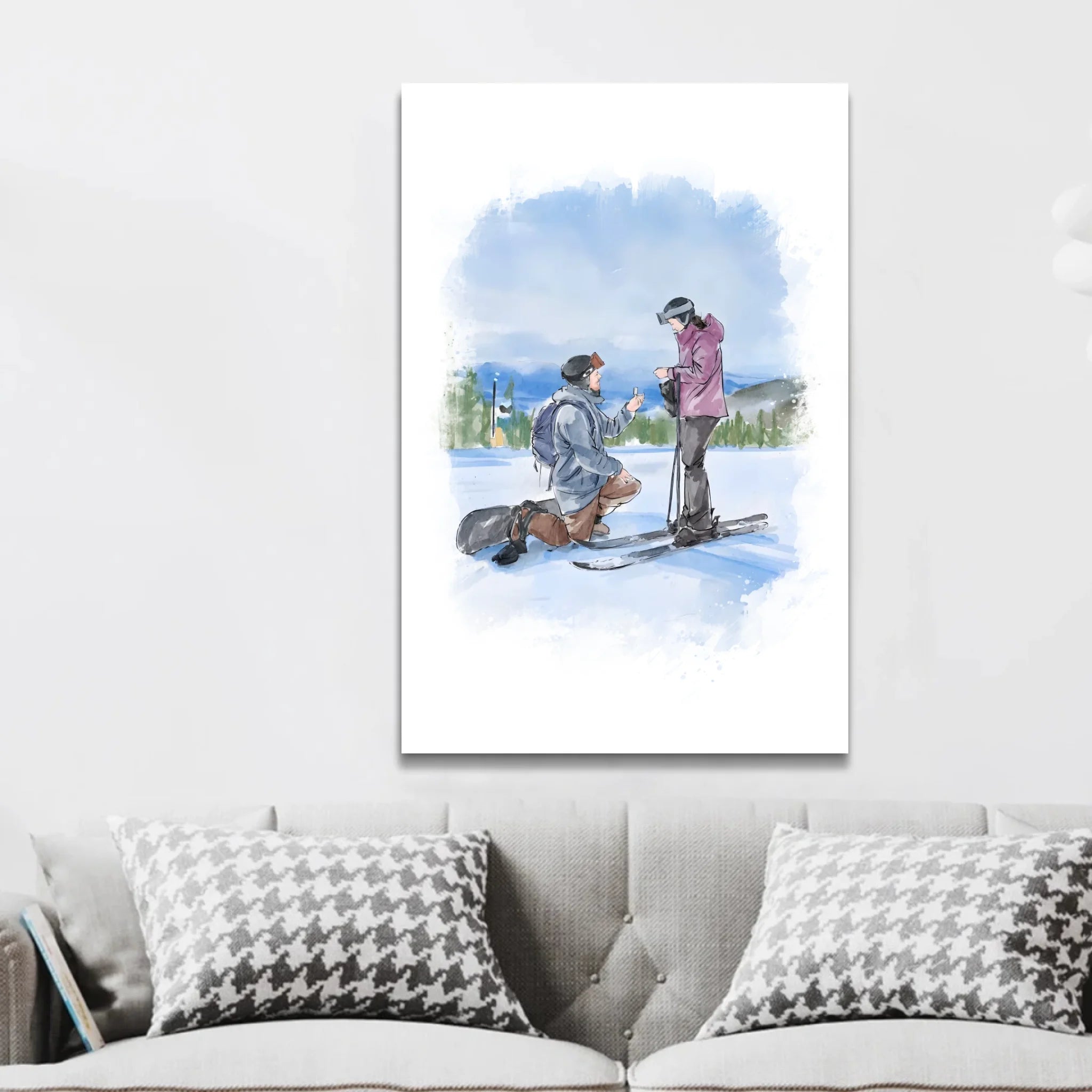 Toile personnalisée – Art aquarelle de couple à partir d'une photo