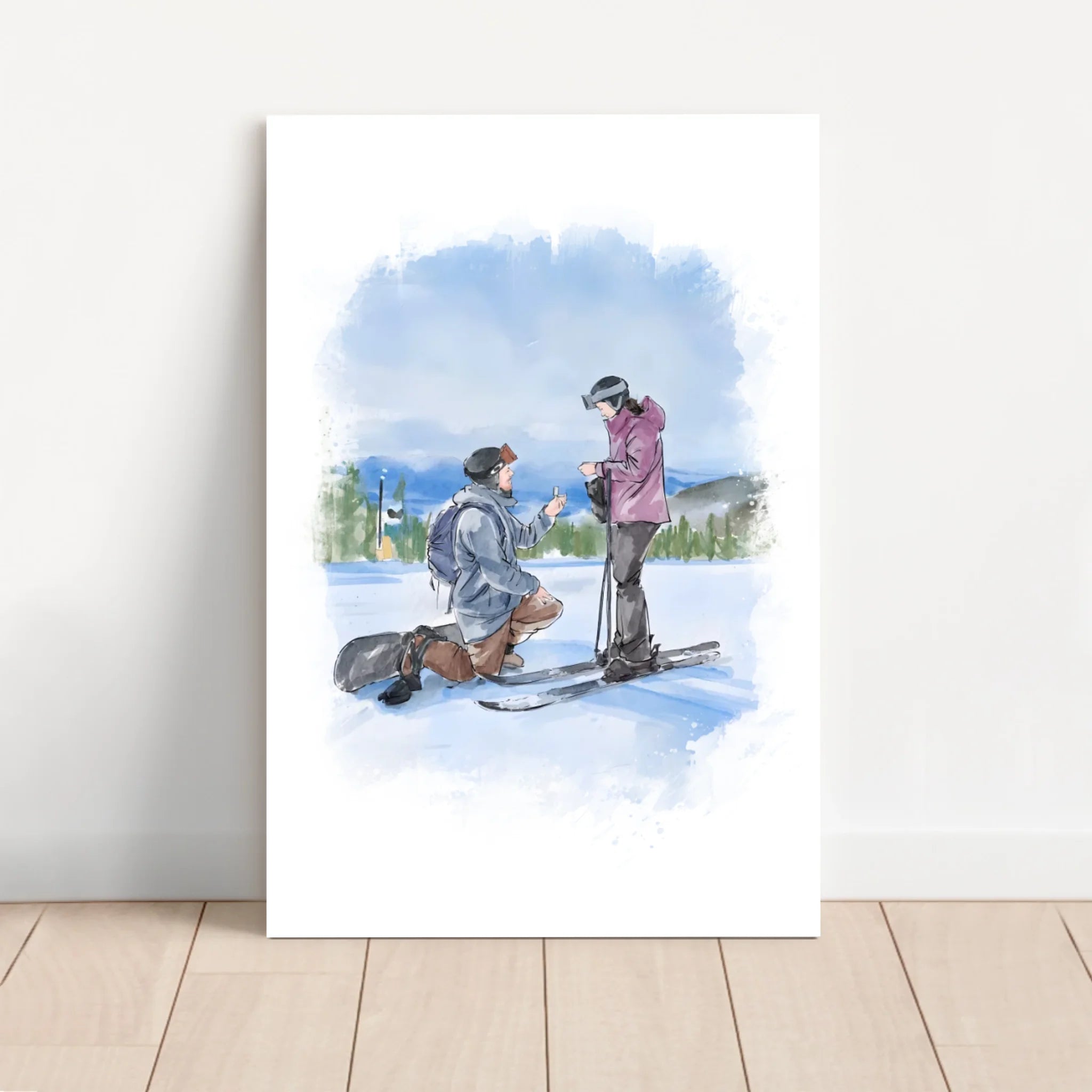 Toile personnalisée – Art aquarelle de couple à partir d'une photo