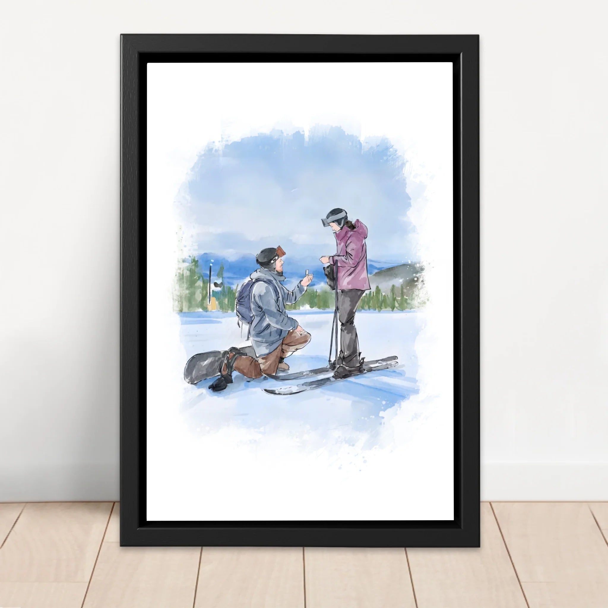 Toile personnalisée – Art aquarelle de couple à partir d'une photo