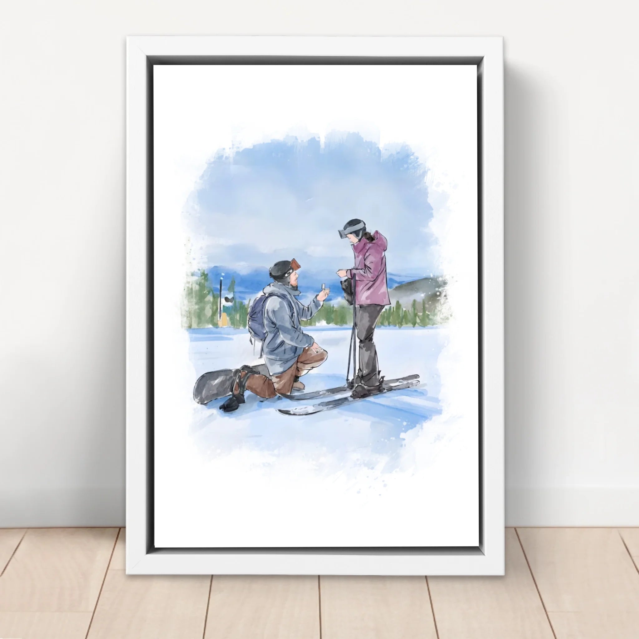 Toile personnalisée – Art aquarelle de couple à partir d'une photo