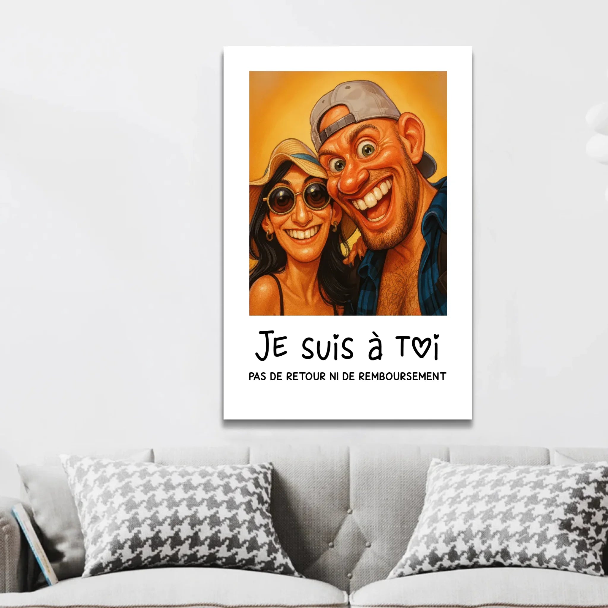 Toile personnalisée – Photo caricature drôle de couple