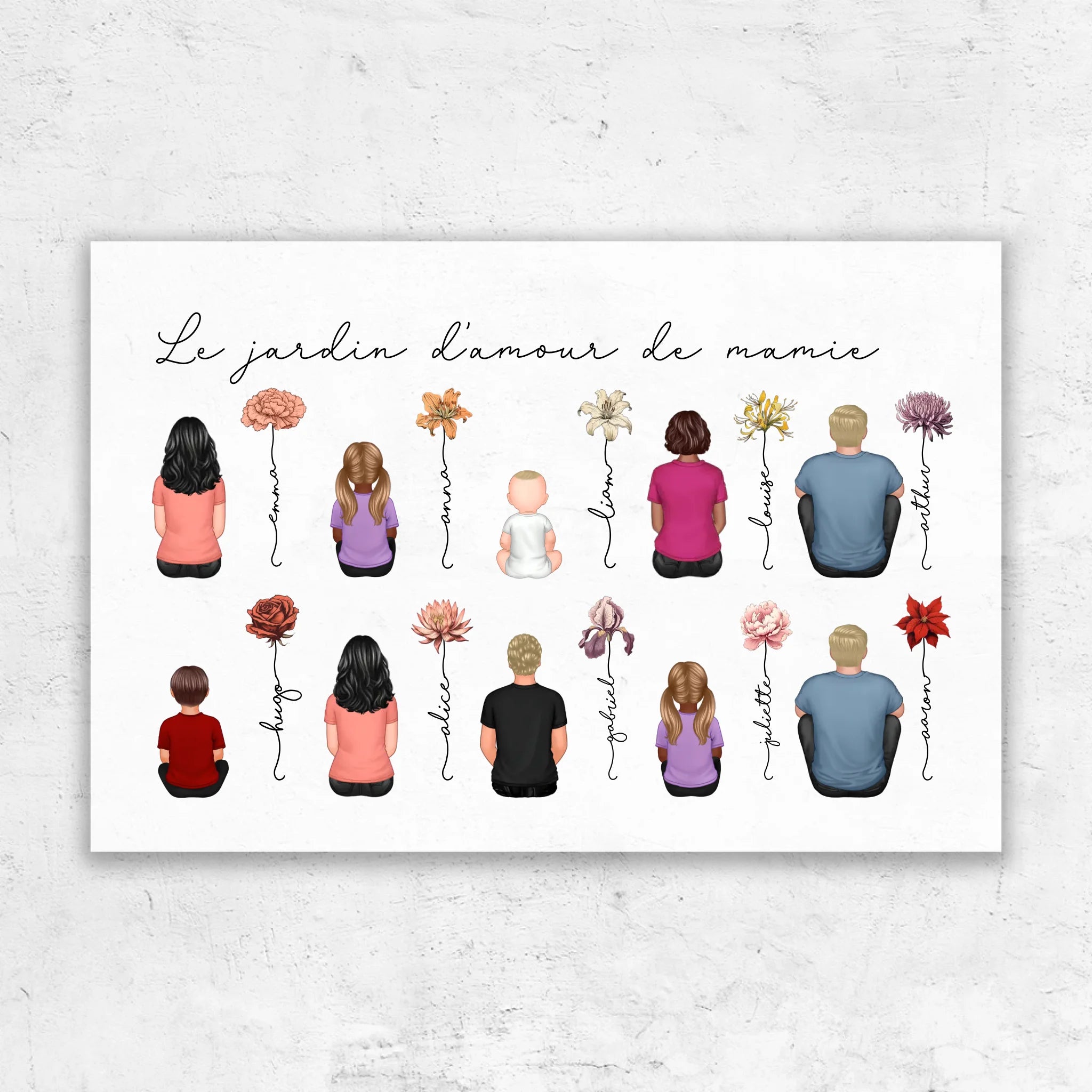 Toile personnalisée – Jardin vintage des fleurs de mois de naissance