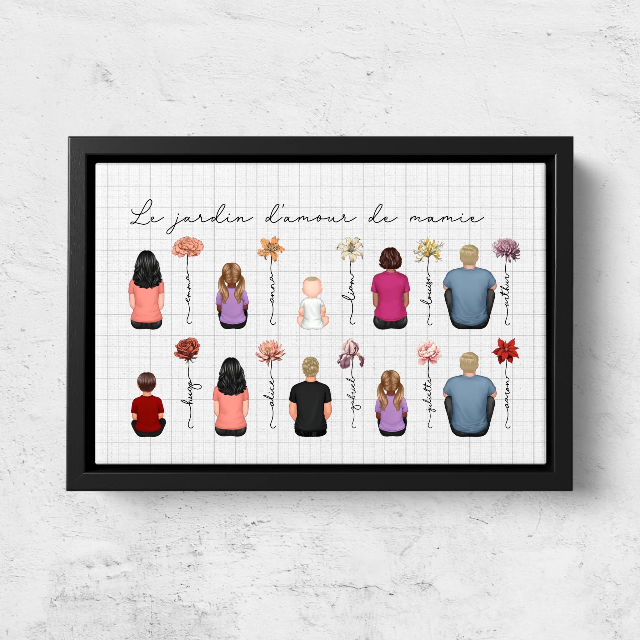 Toile personnalisée – Jardin vintage des fleurs de mois de naissance