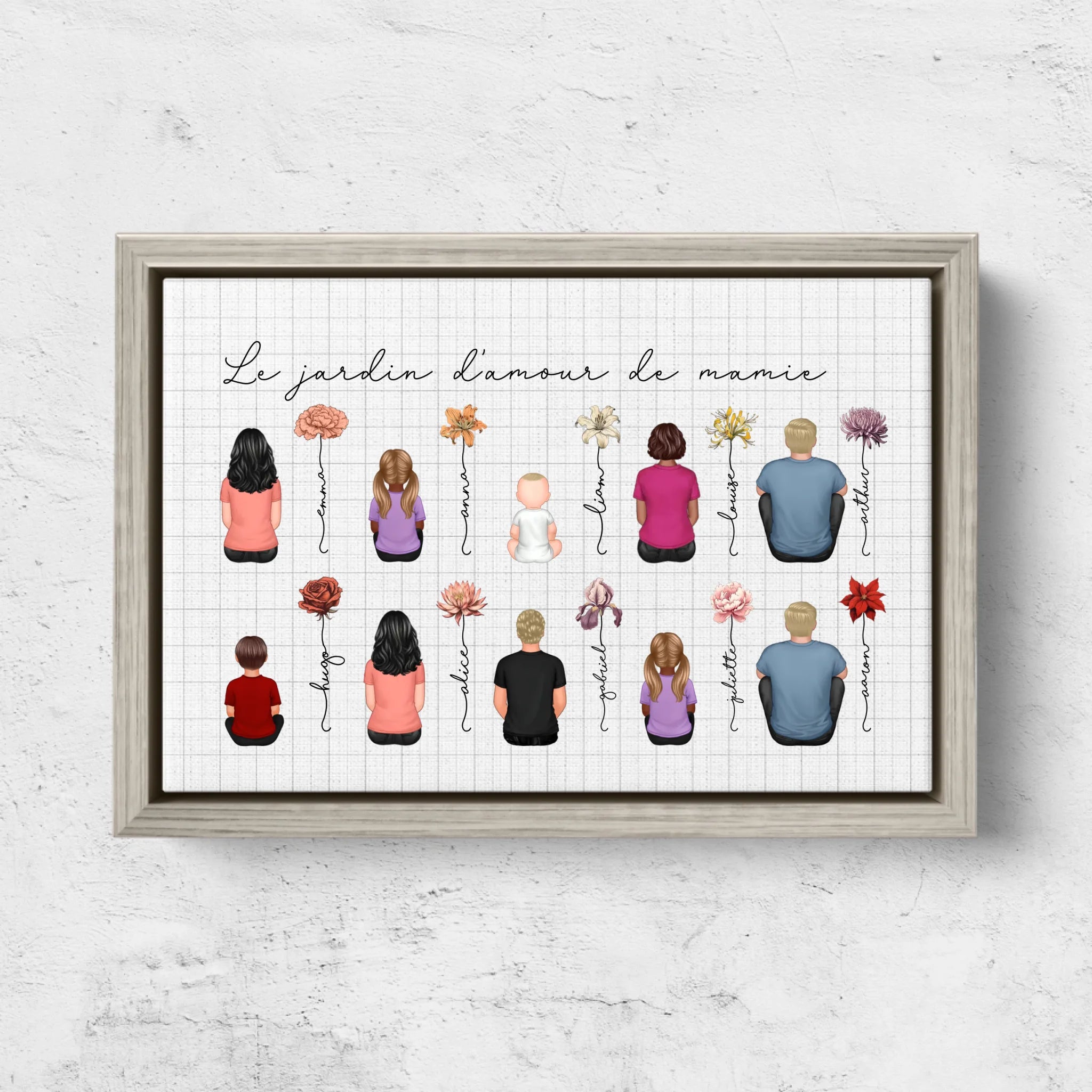 Toile personnalisée – Jardin vintage des fleurs de mois de naissance