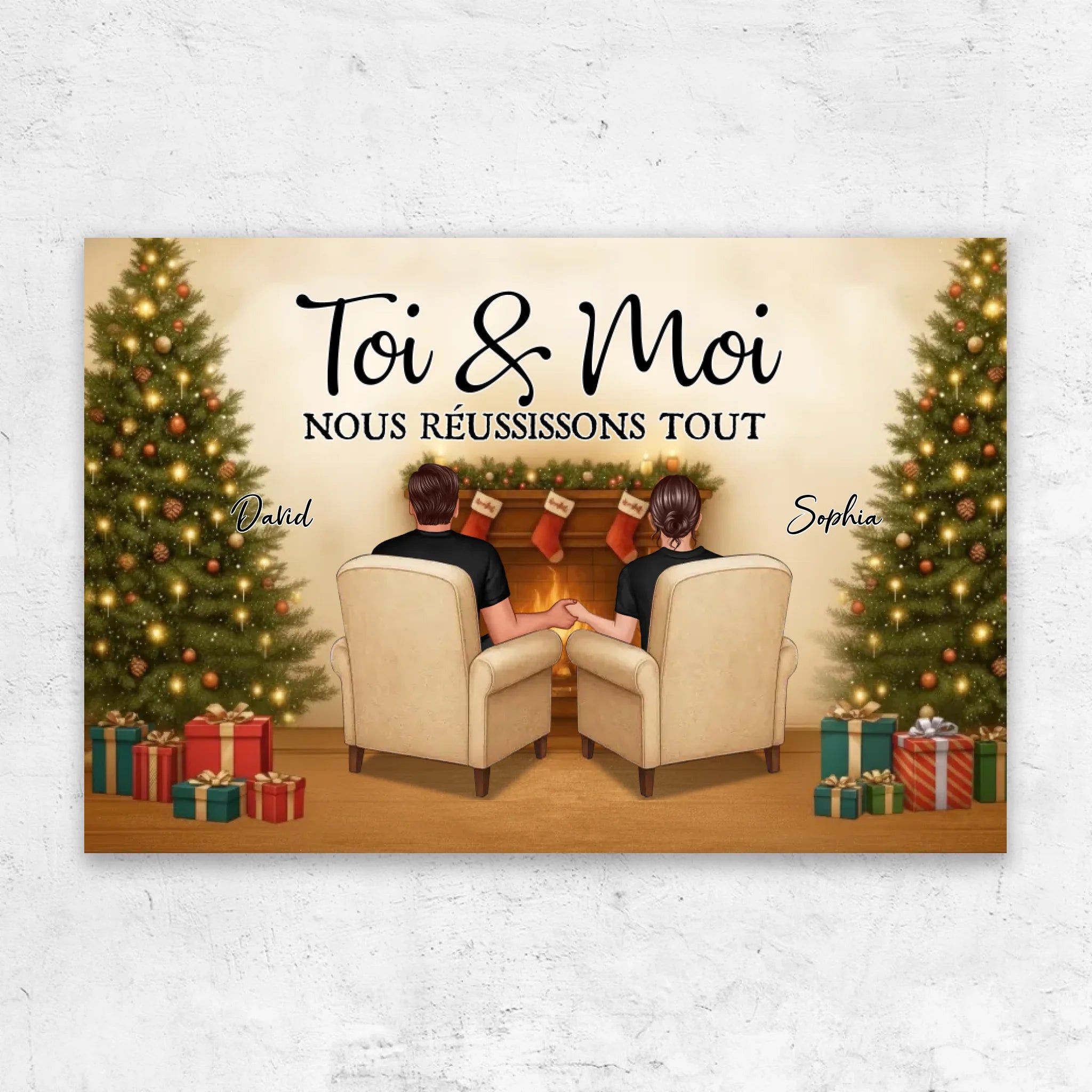 Toile personnalisée – Toi et moi, on gère ce Noël