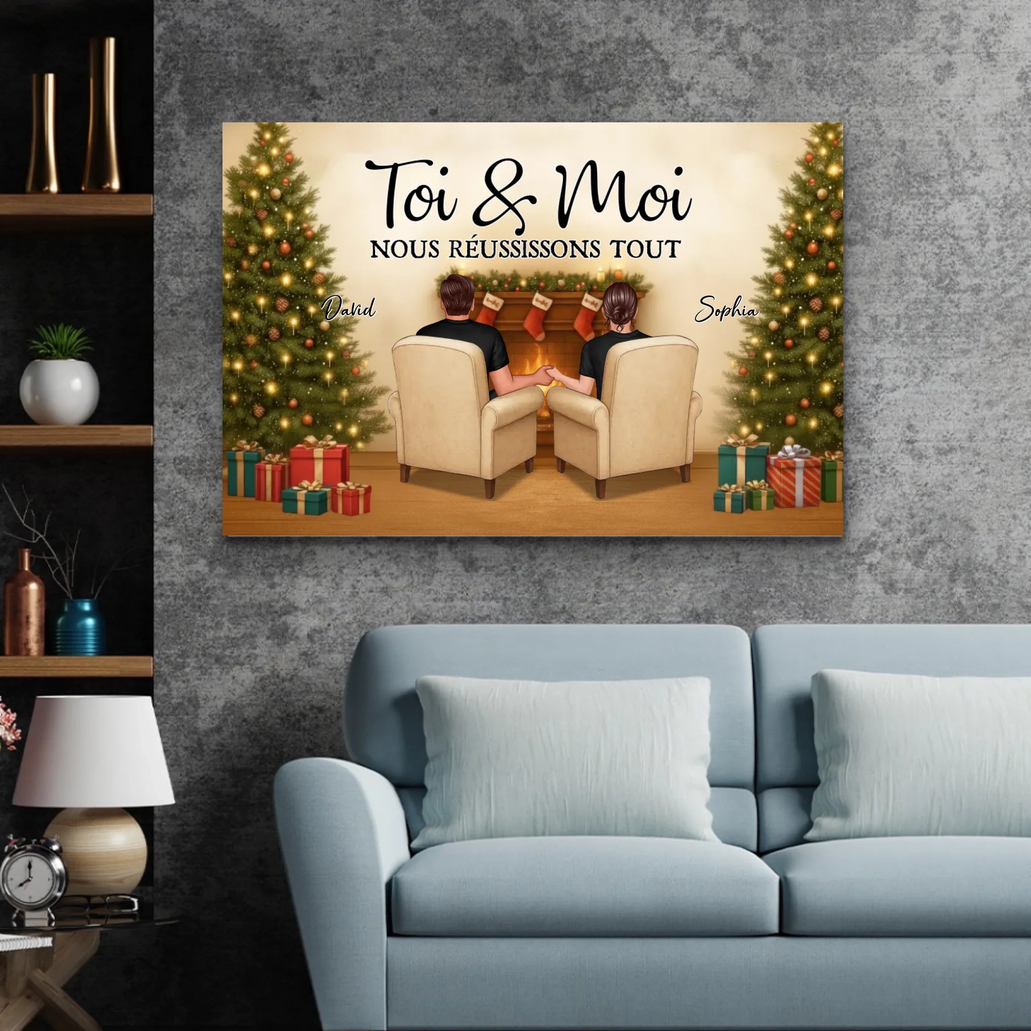 Toile personnalisée – Toi et moi, on gère ce Noël