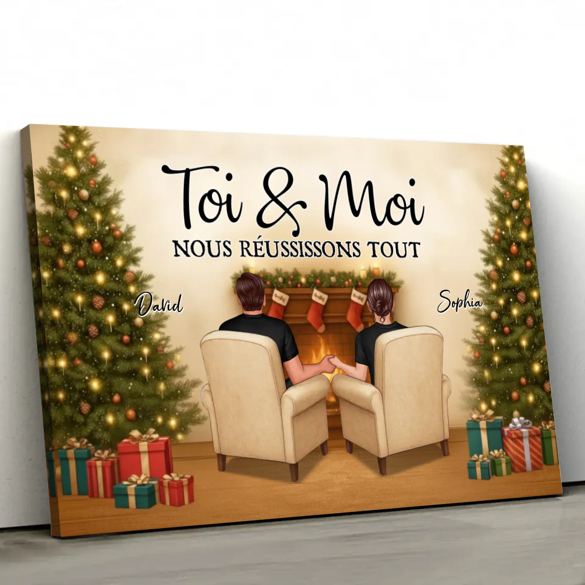 Toile personnalisée – Toi et moi, on gère ce Noël