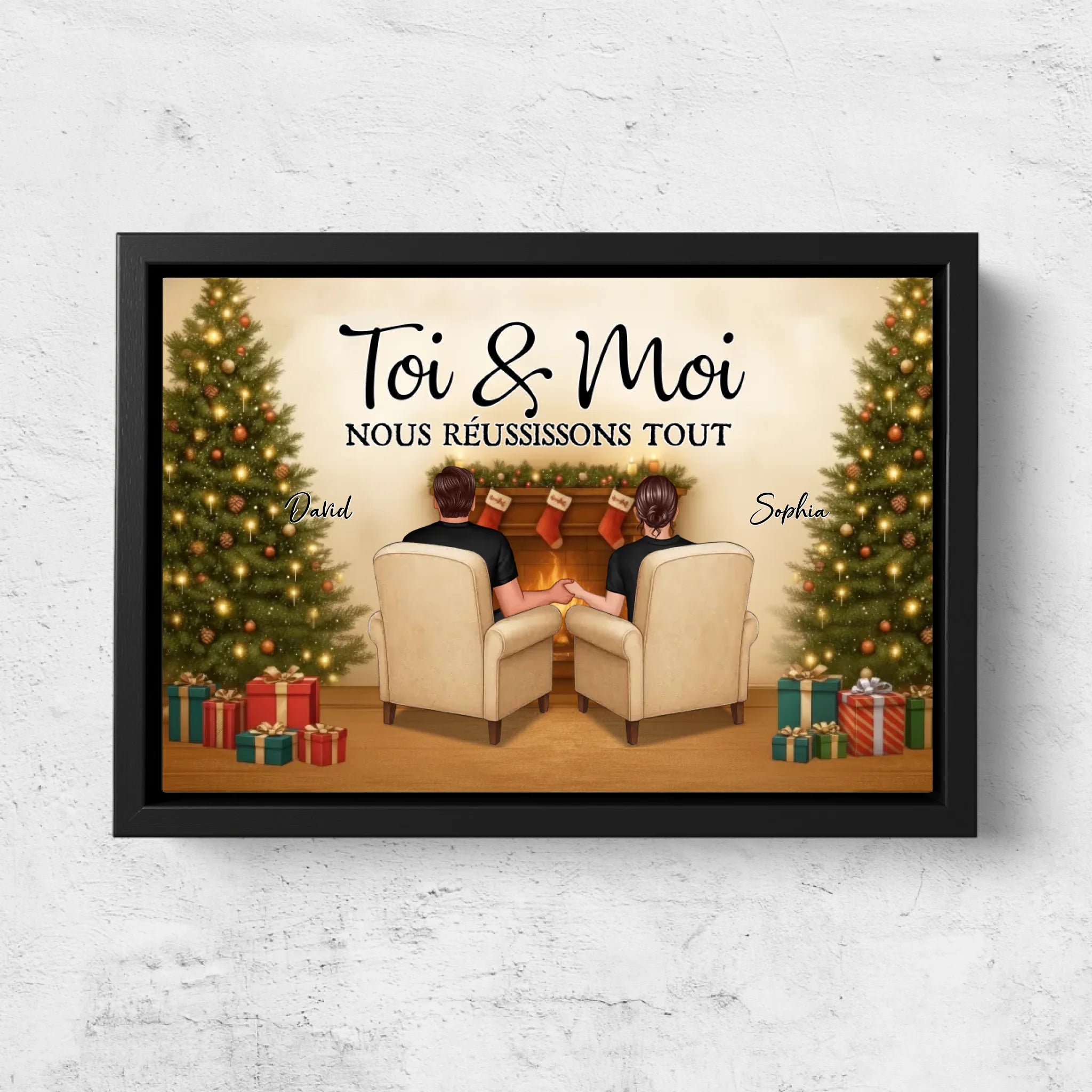 Toile personnalisée – Toi et moi, on gère ce Noël
