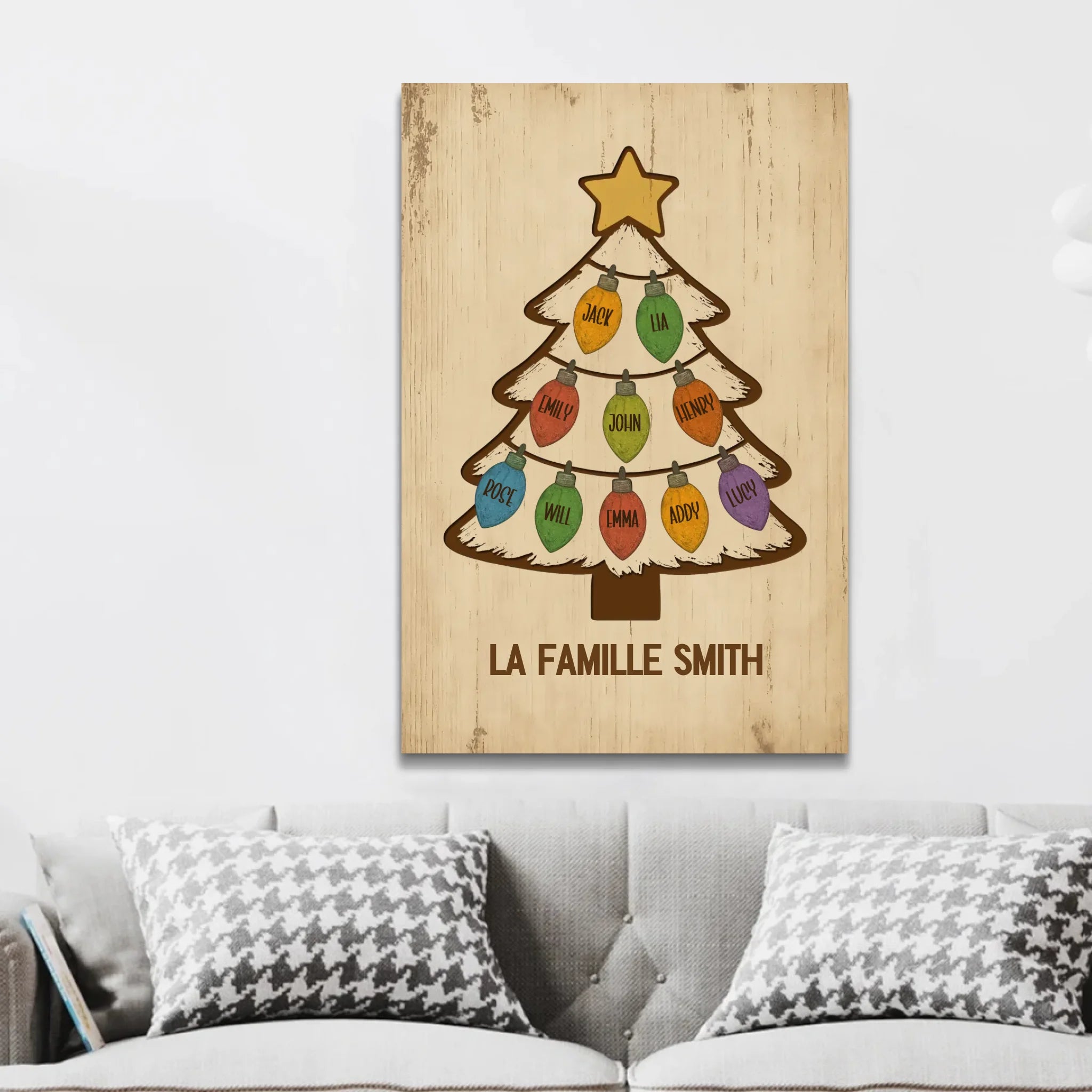 Toile personnalisée – Sapin de Noël Étincelant avec Nom
