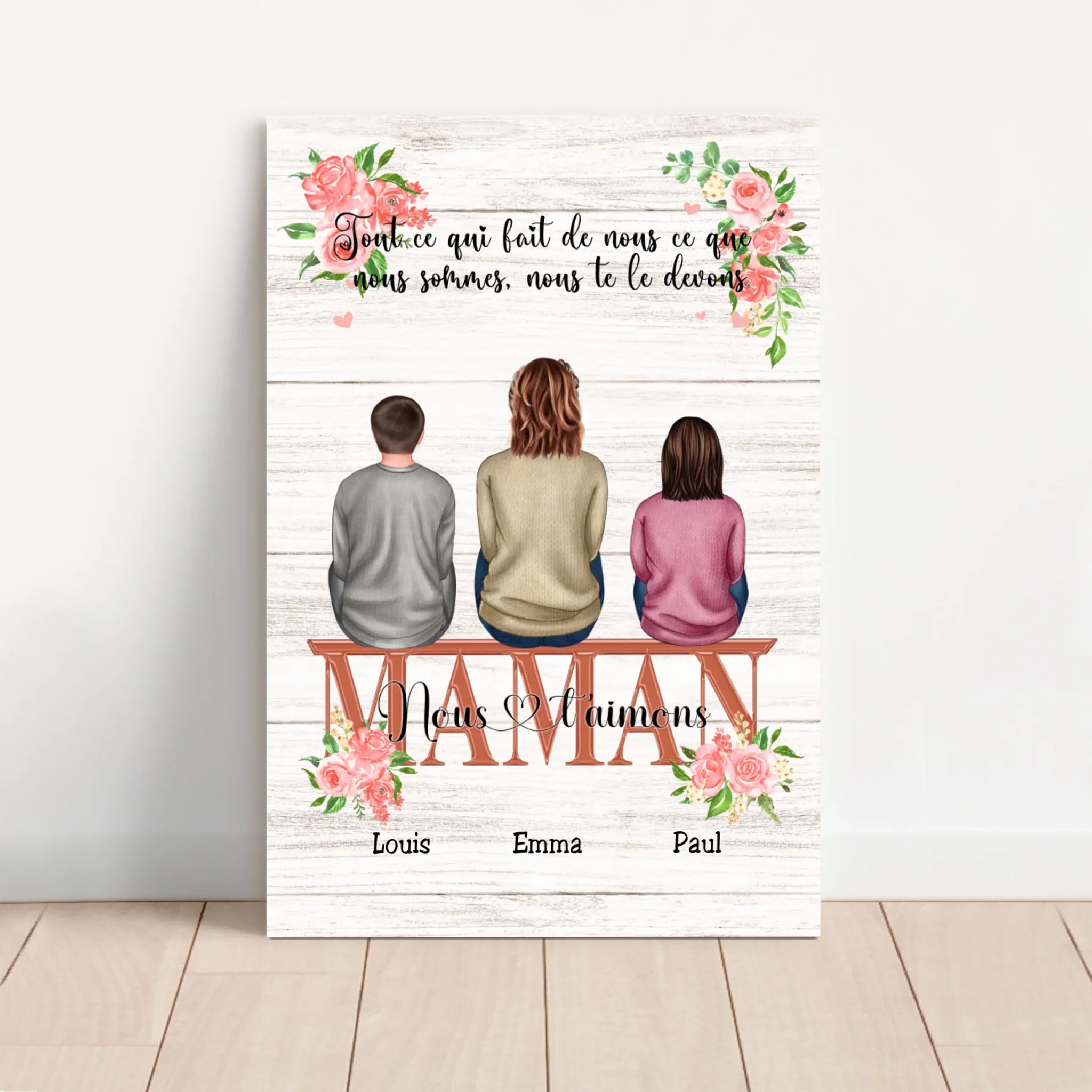 Toile personnalisée "Tout ce qui fait de nous ce que nous sommes, nous te le devons - Cadeau pour maman"