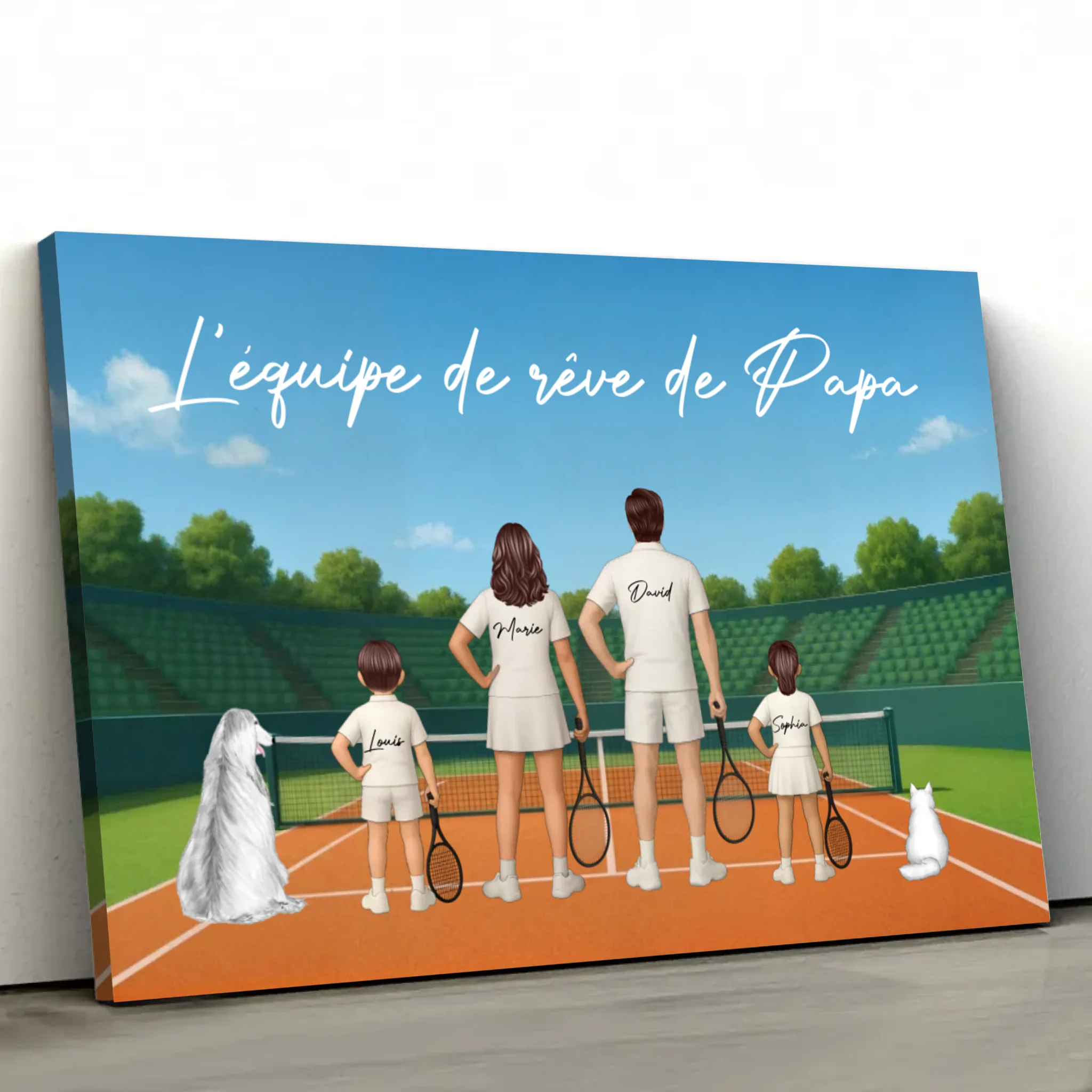 Toile personnalisée "L'équipe de rêve de Papa - Tennis"