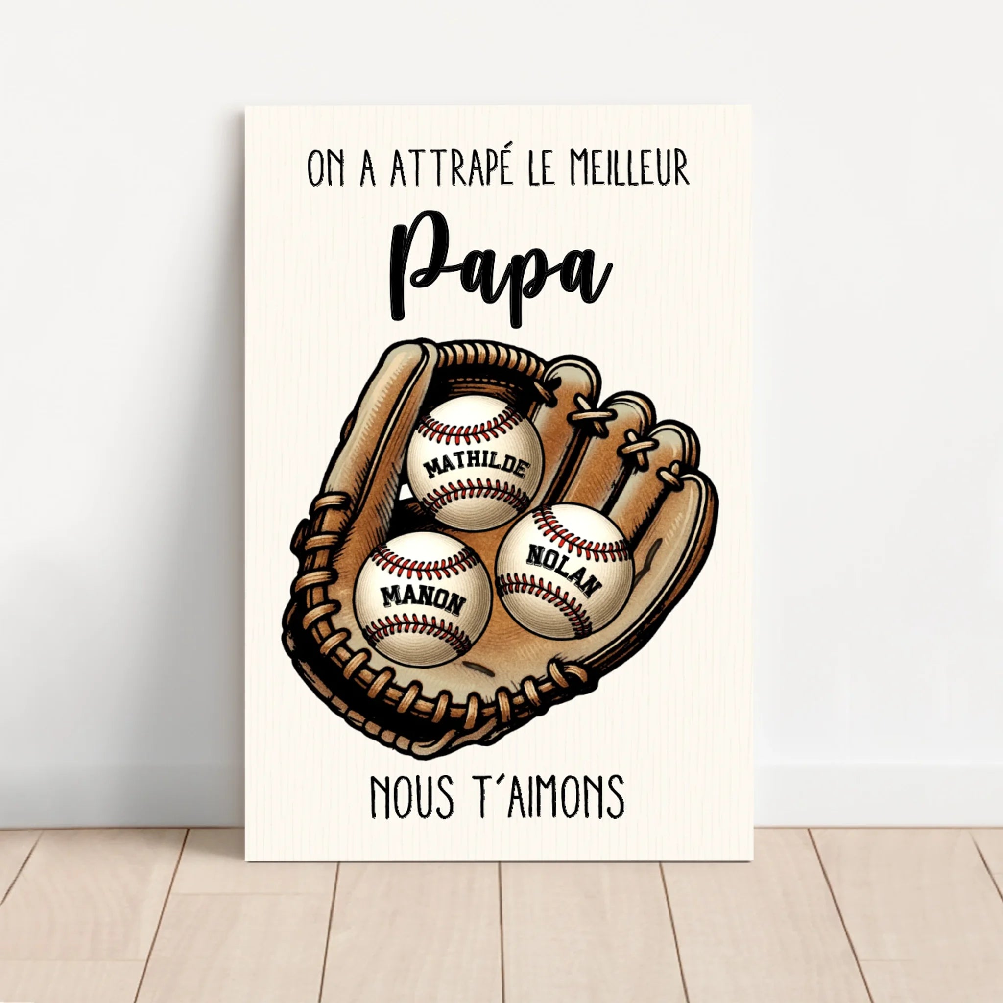 Toile personnalisée "On a chopé le meilleur papa ou la meilleure maman"
