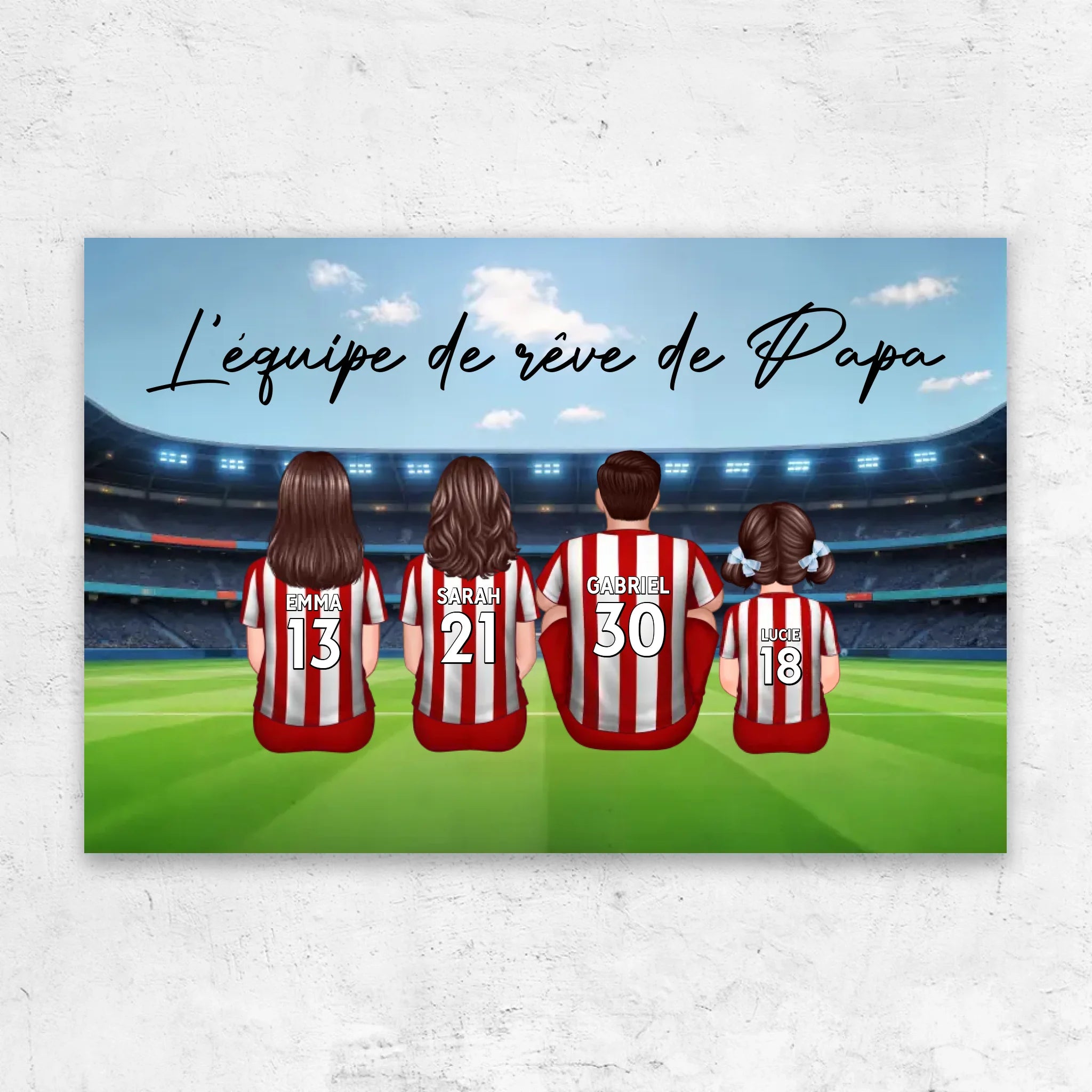 Toile personnalisée "L'équipe de rêve de Papa - Football"