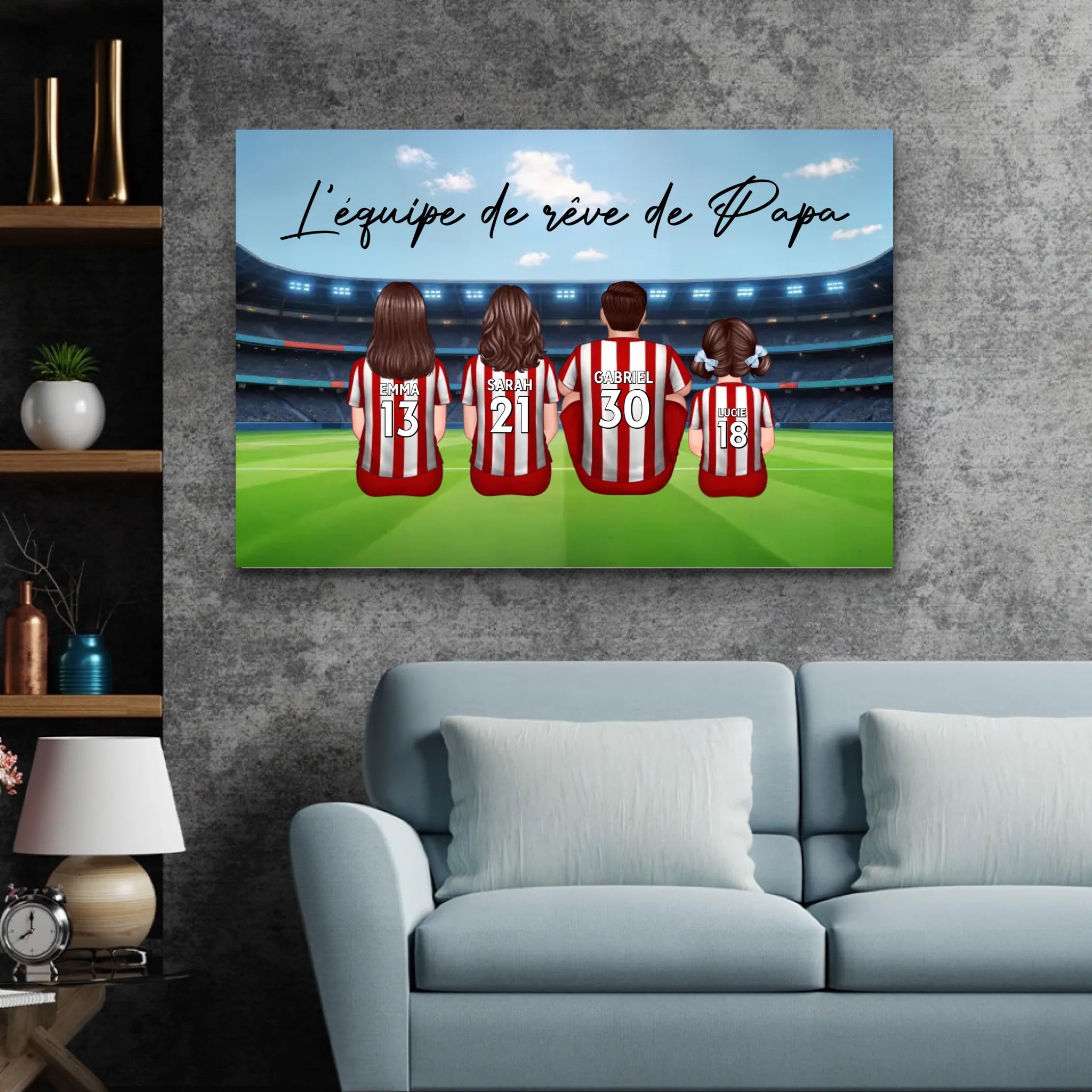 Toile personnalisée "L'équipe de rêve de Papa - Football"