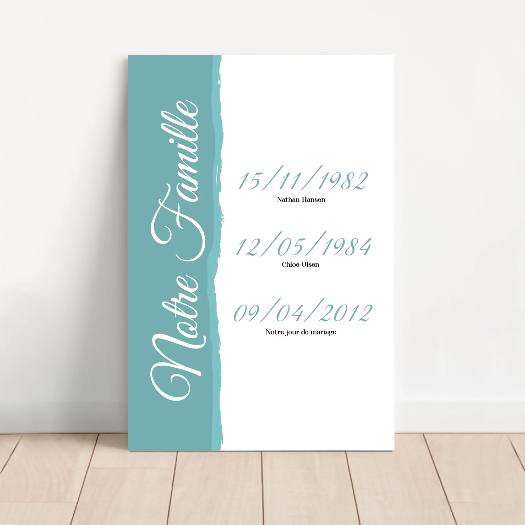 Toile personnalisée "Notre famille - événements avec date"