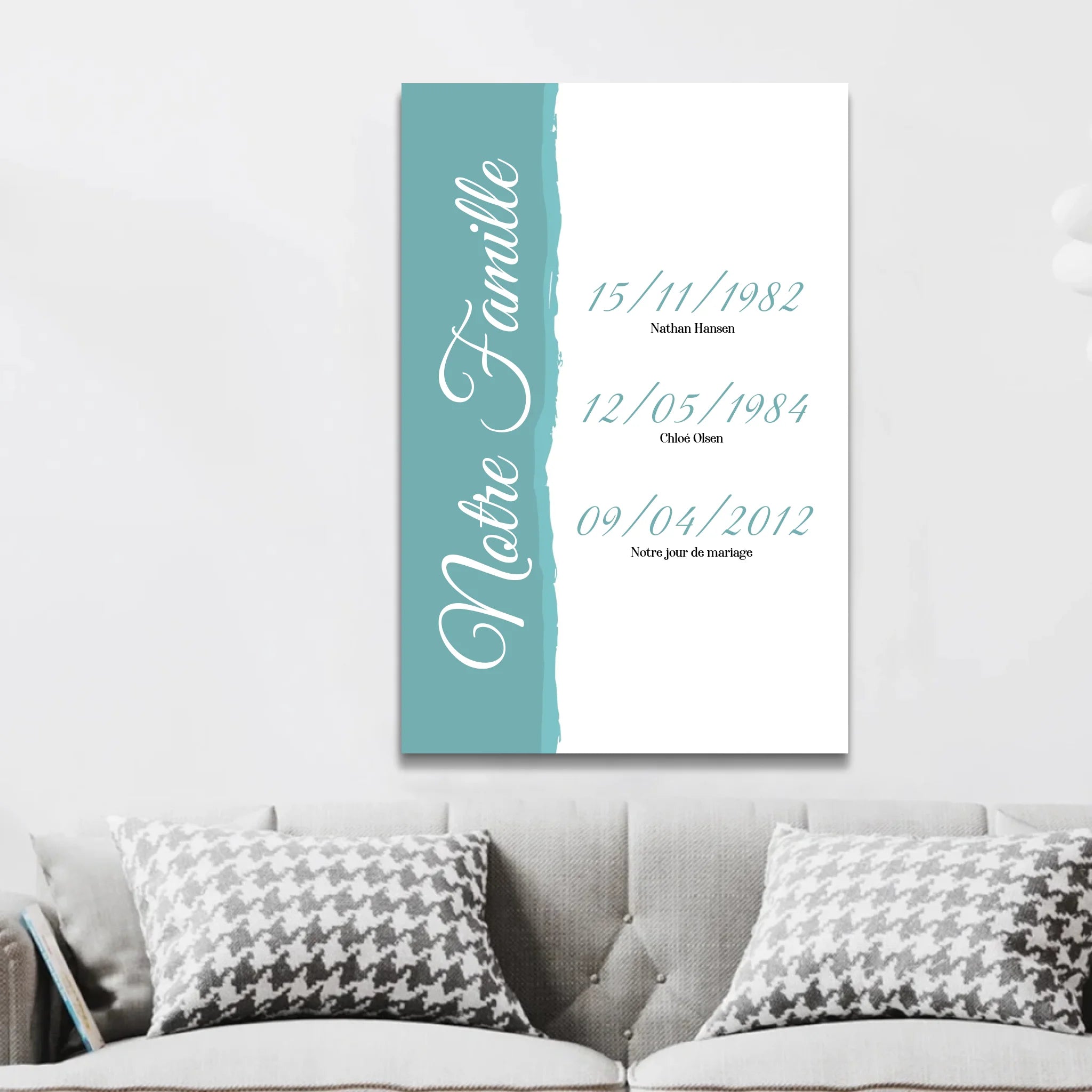 Toile personnalisée "Notre famille - événements avec date"