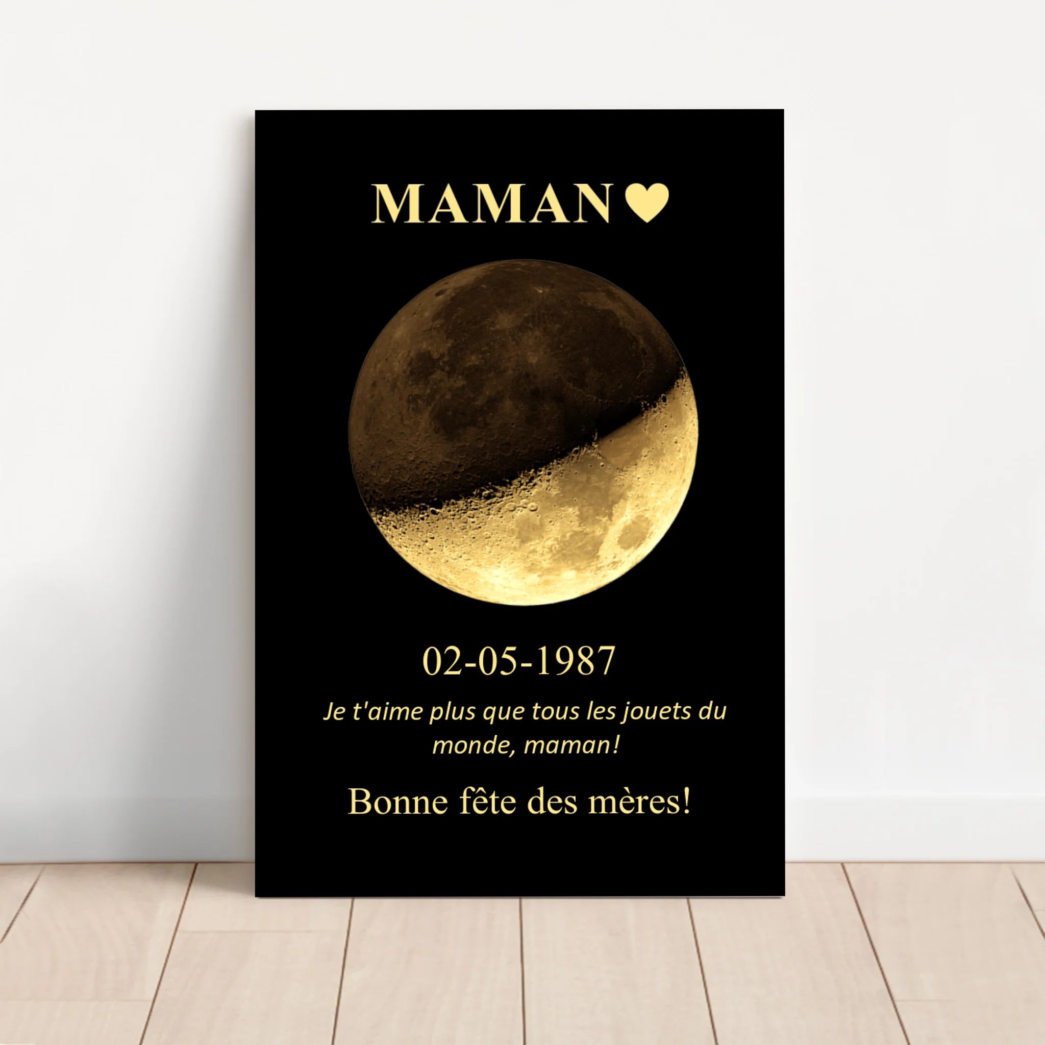 Toile personnalisée "Les phases de la lune pour maman et papa"