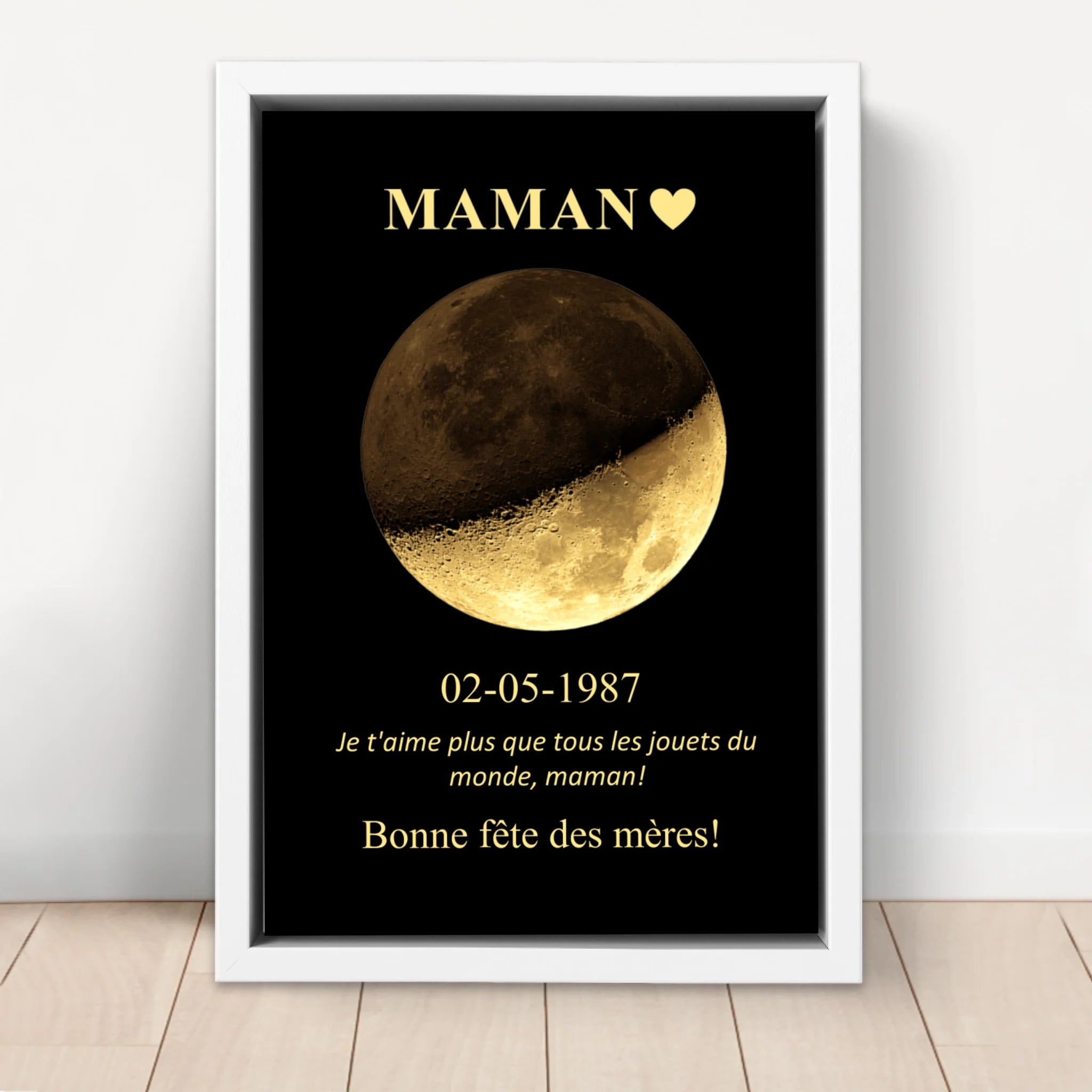 Toile personnalisée "Les phases de la lune pour maman et papa"