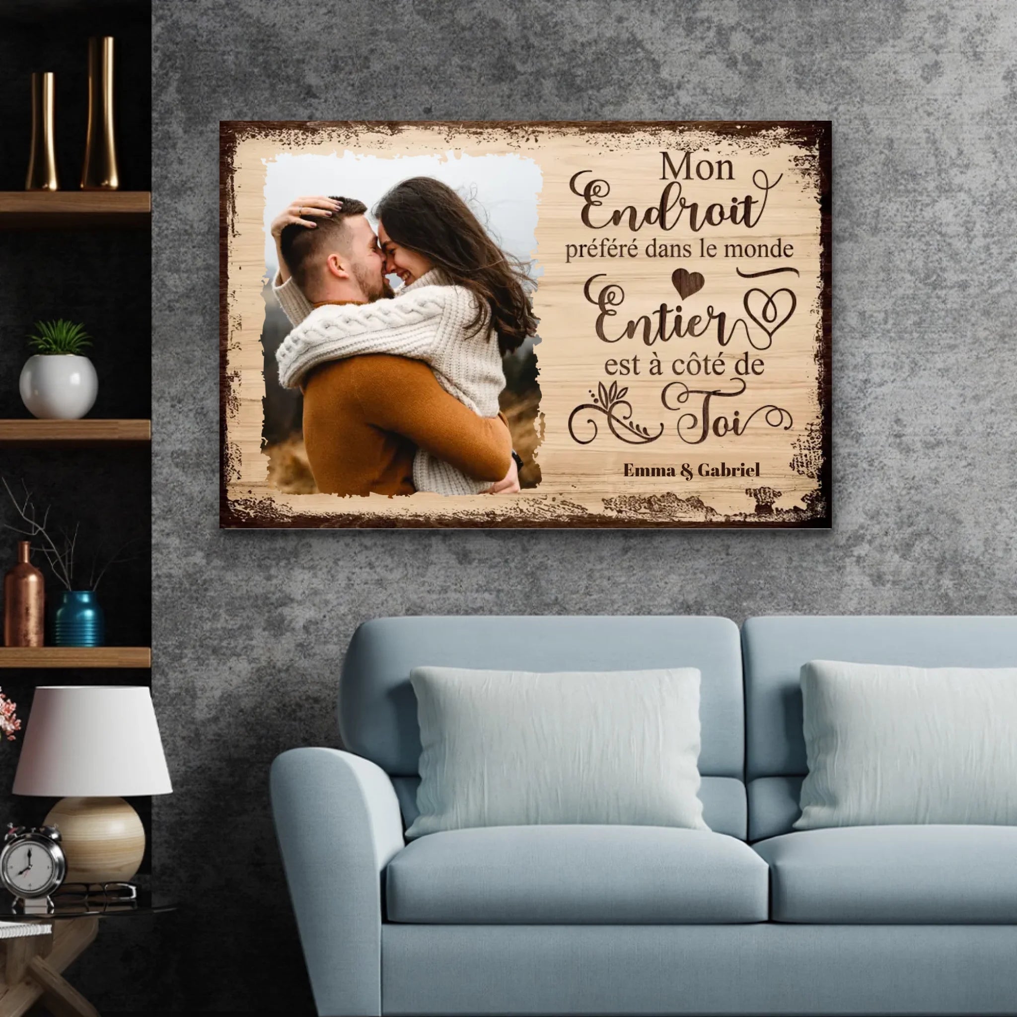 Toile personnalisée “Mon endroit préféré est à côté de toi avec photo”