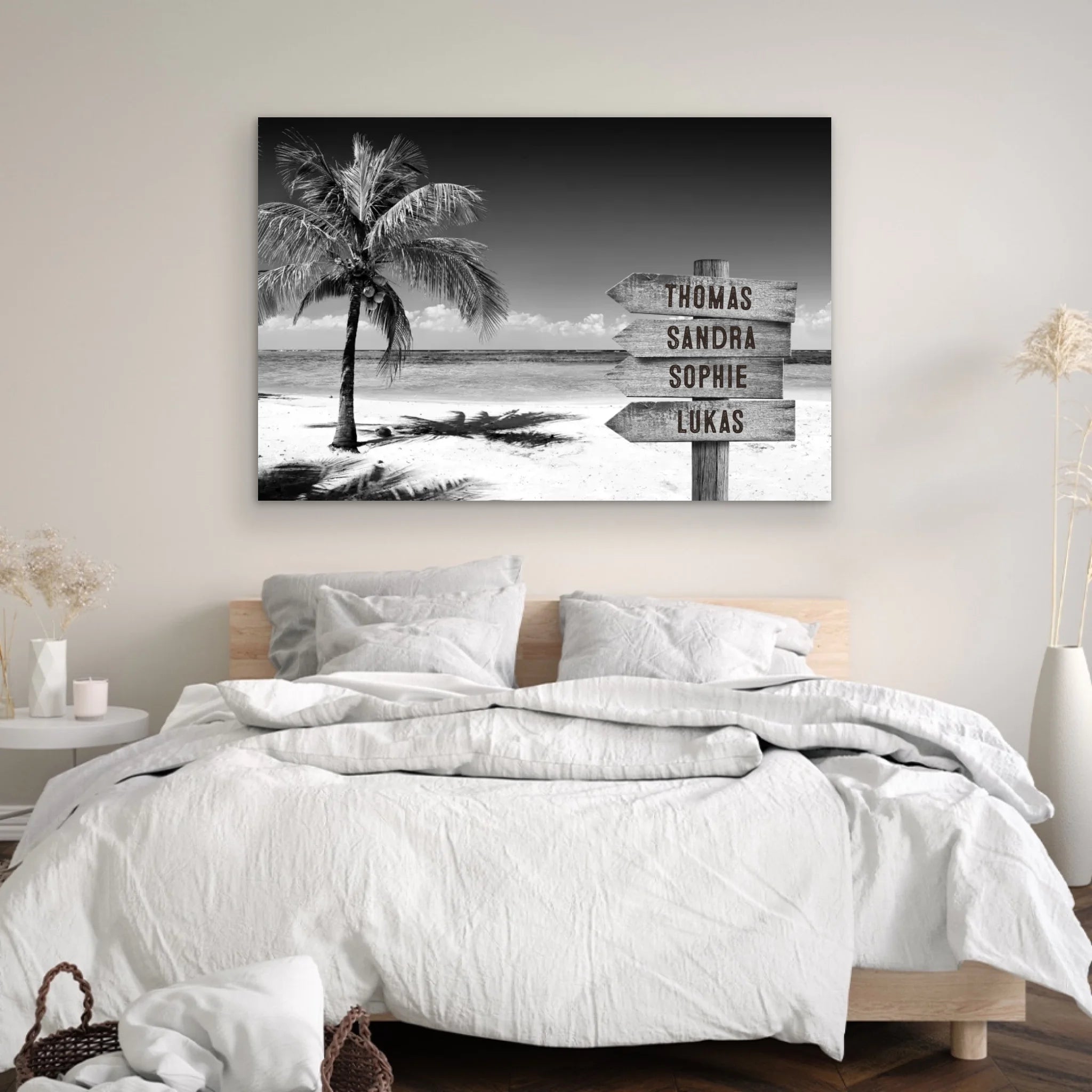 Toile personnalisée "Poteau indicateur à l'océan tropical"