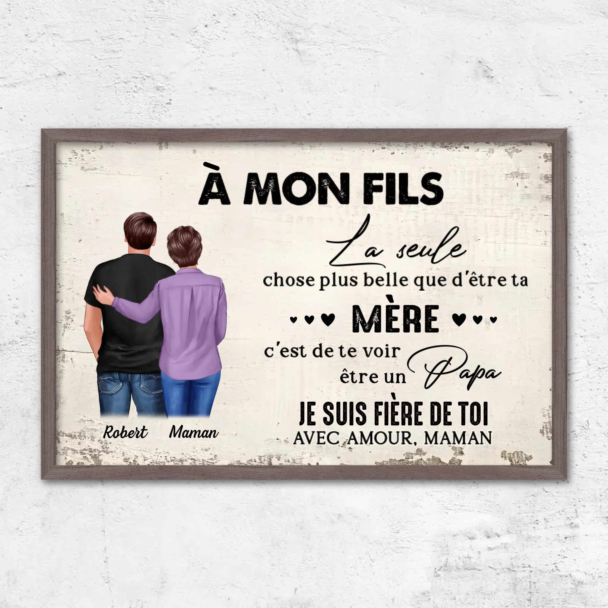 Poster personnalisé "De mère en fils - cadeau pour la fête des pères"