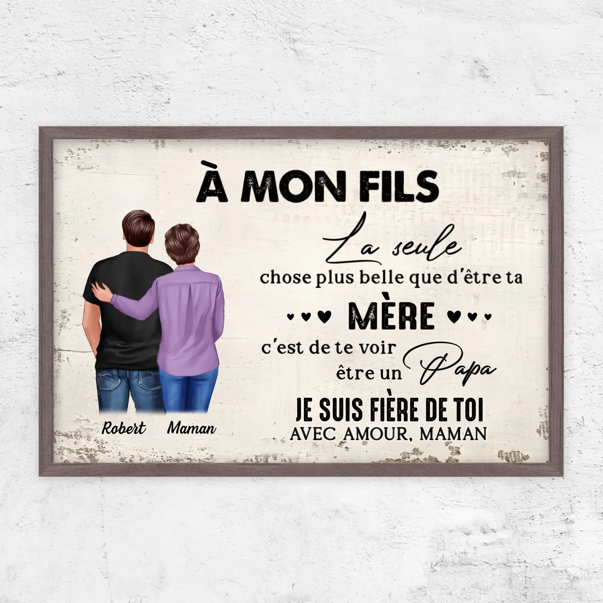 Poster personnalisé "De mère en fils - cadeau pour la fête des pères"