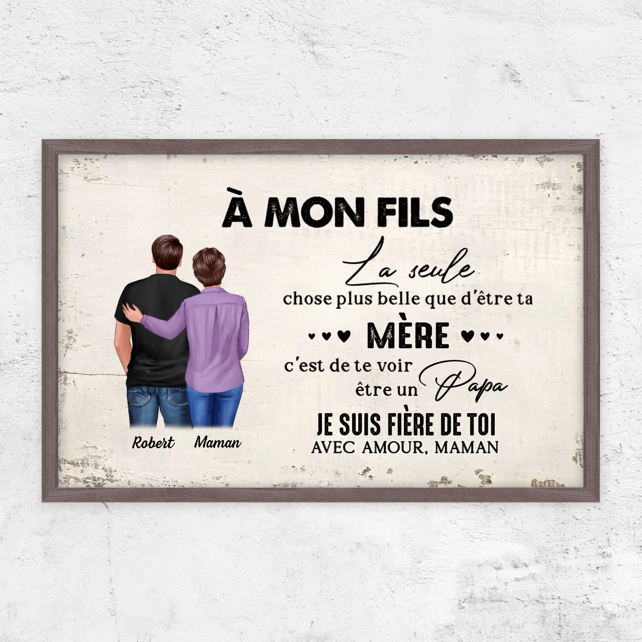 Poster personnalisé "De mère en fils - cadeau pour la fête des pères"