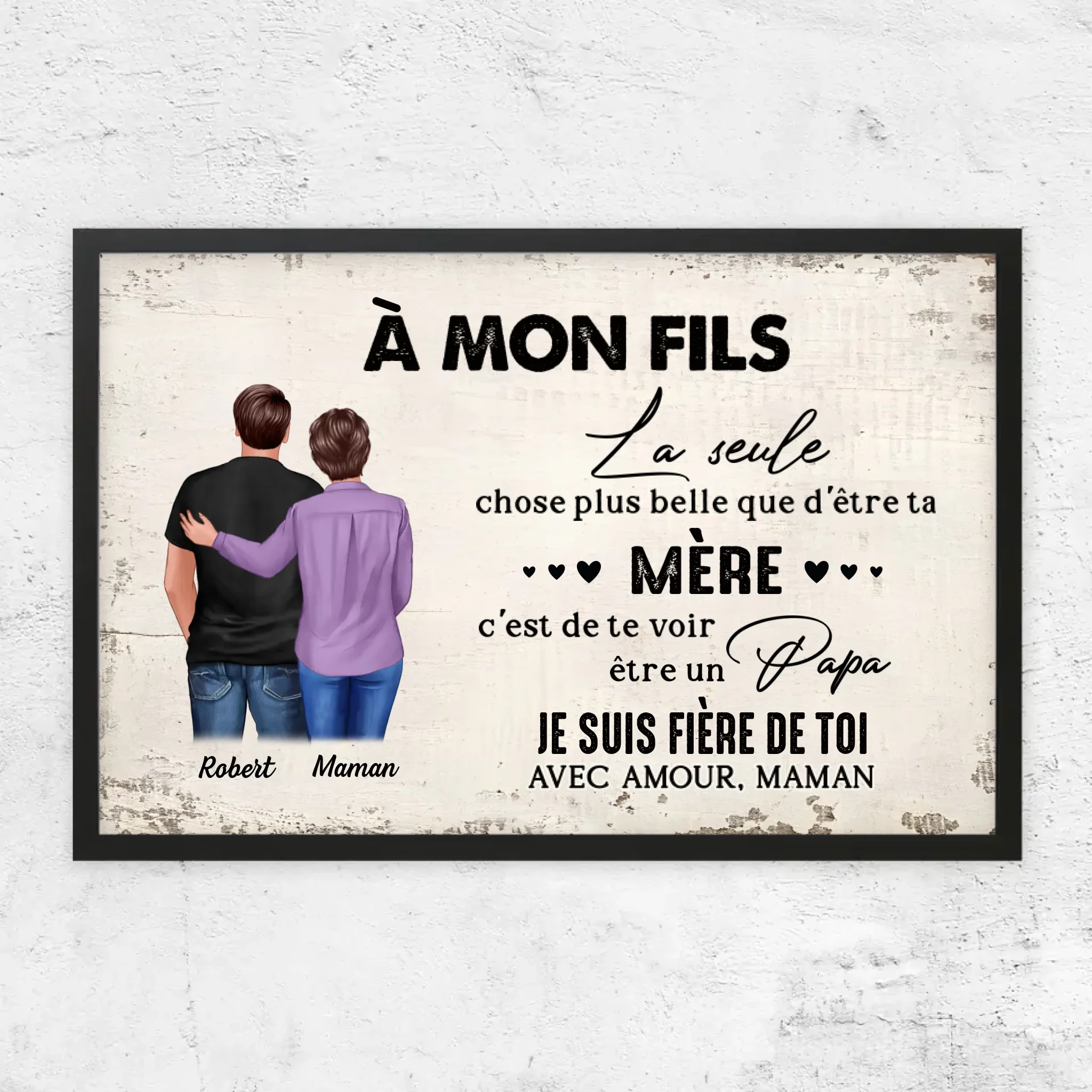 Poster personnalisé "De mère en fils - cadeau pour la fête des pères"