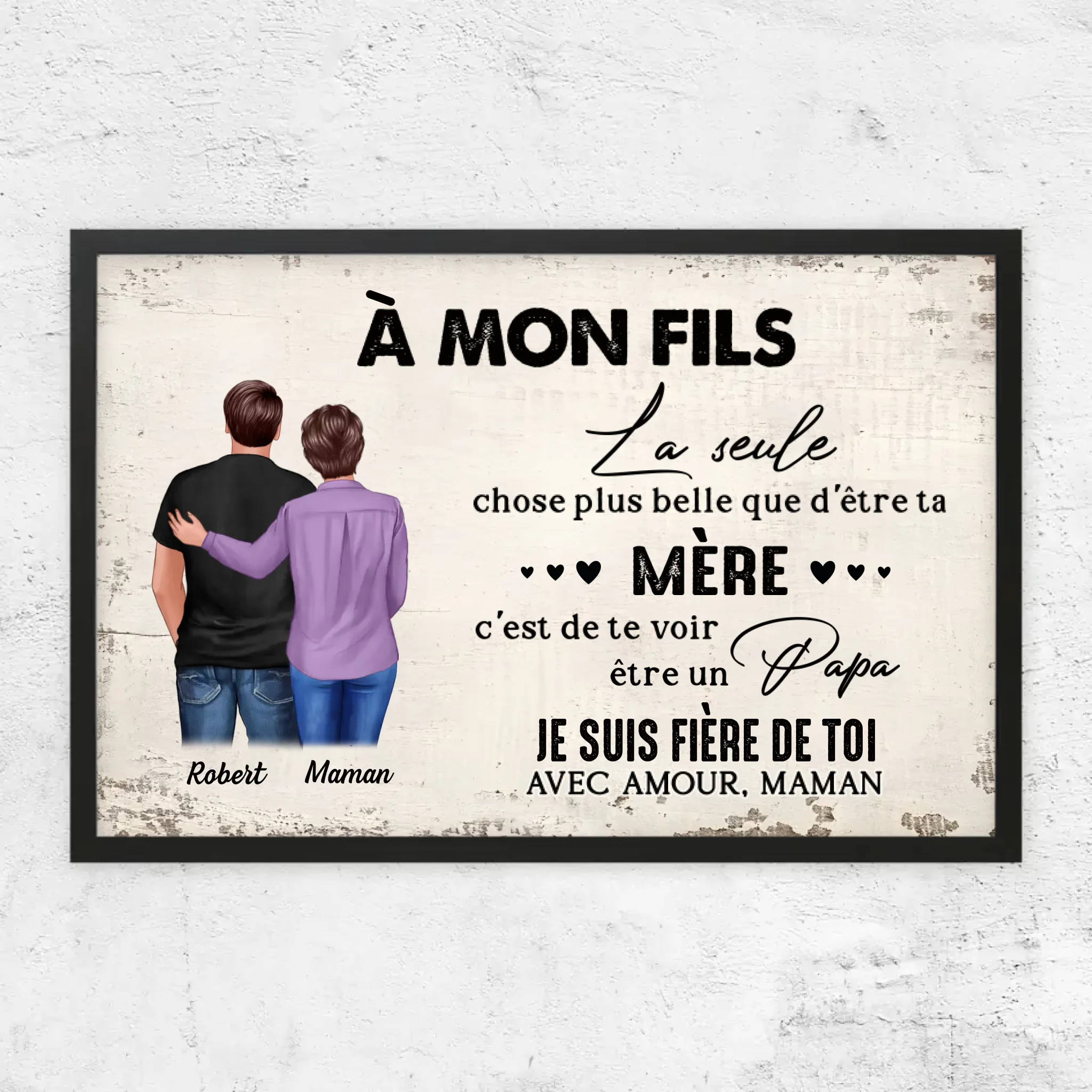 Poster personnalisé "De mère en fils - cadeau pour la fête des pères"