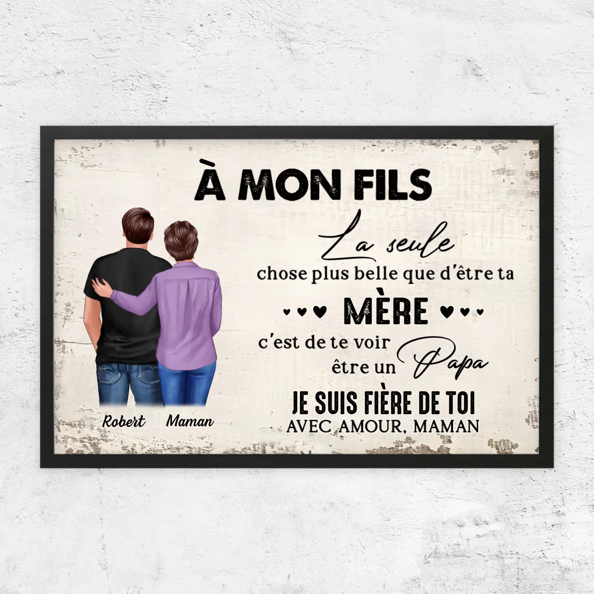Poster personnalisé "De mère en fils - cadeau pour la fête des pères"