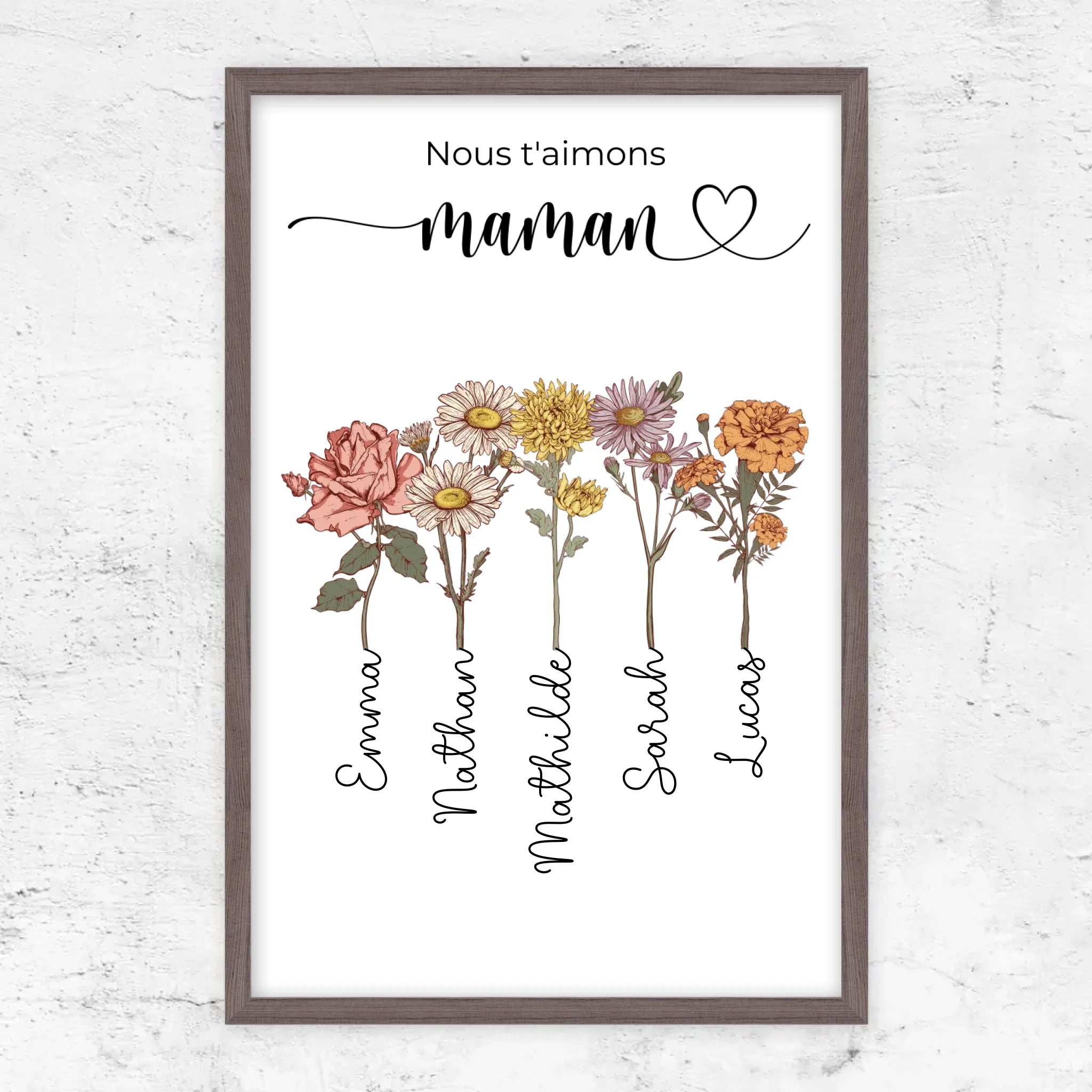 Poster personnalisé "Des fleurs pour maman - Nous t'aimons"