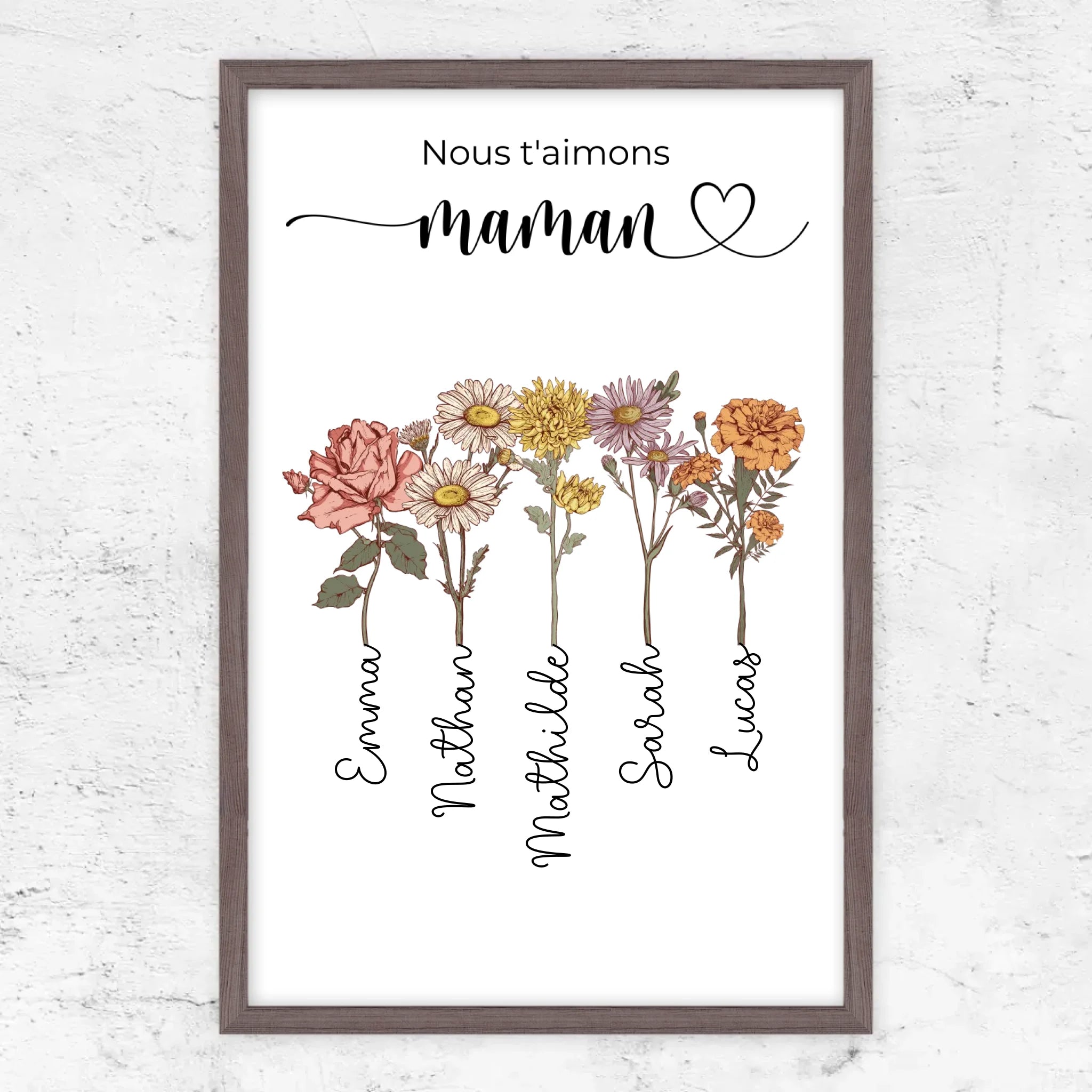 Poster personnalisé "Des fleurs pour maman - Nous t'aimons"