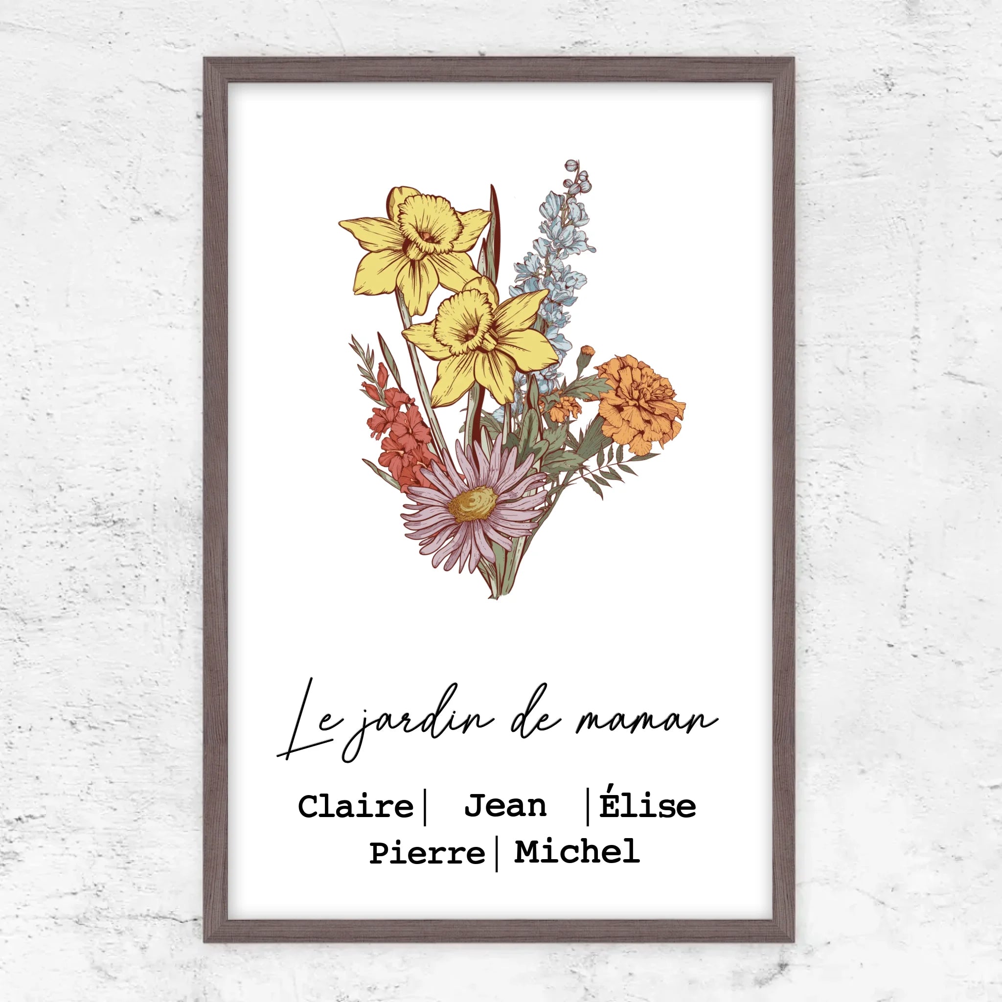 Poster personnalisé "Bouquet de fleurs de naissance"