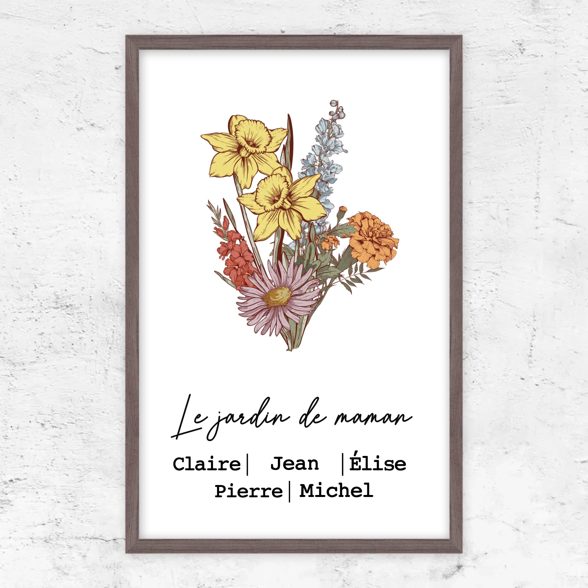 Poster personnalisé "Bouquet de fleurs de naissance"