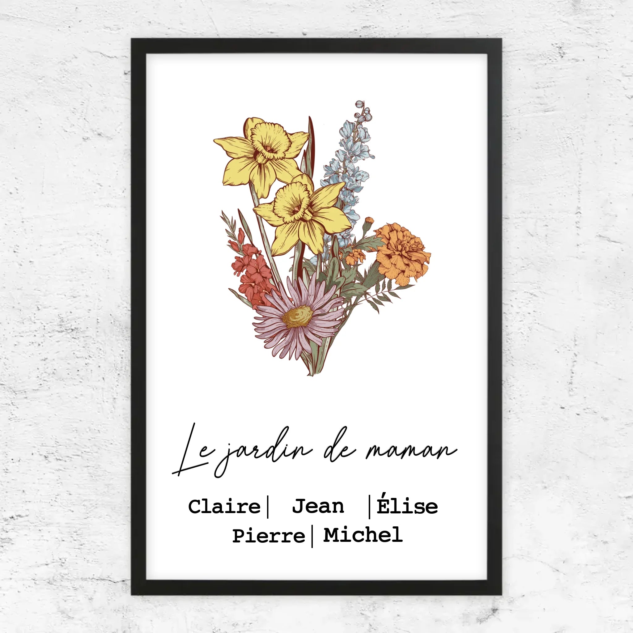 Poster personnalisé "Bouquet de fleurs de naissance"