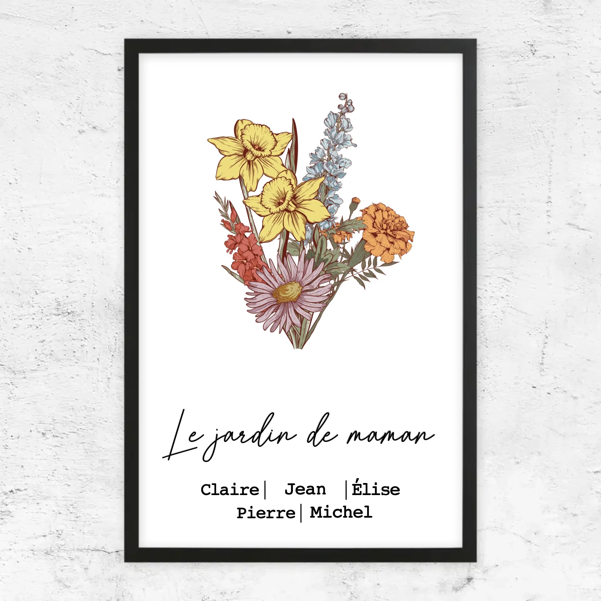 Poster personnalisé "Bouquet de fleurs de naissance"
