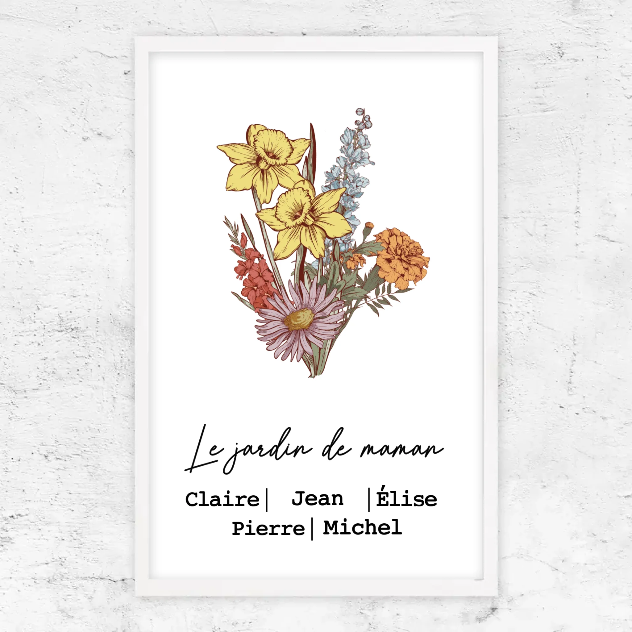 Poster personnalisé "Bouquet de fleurs de naissance"