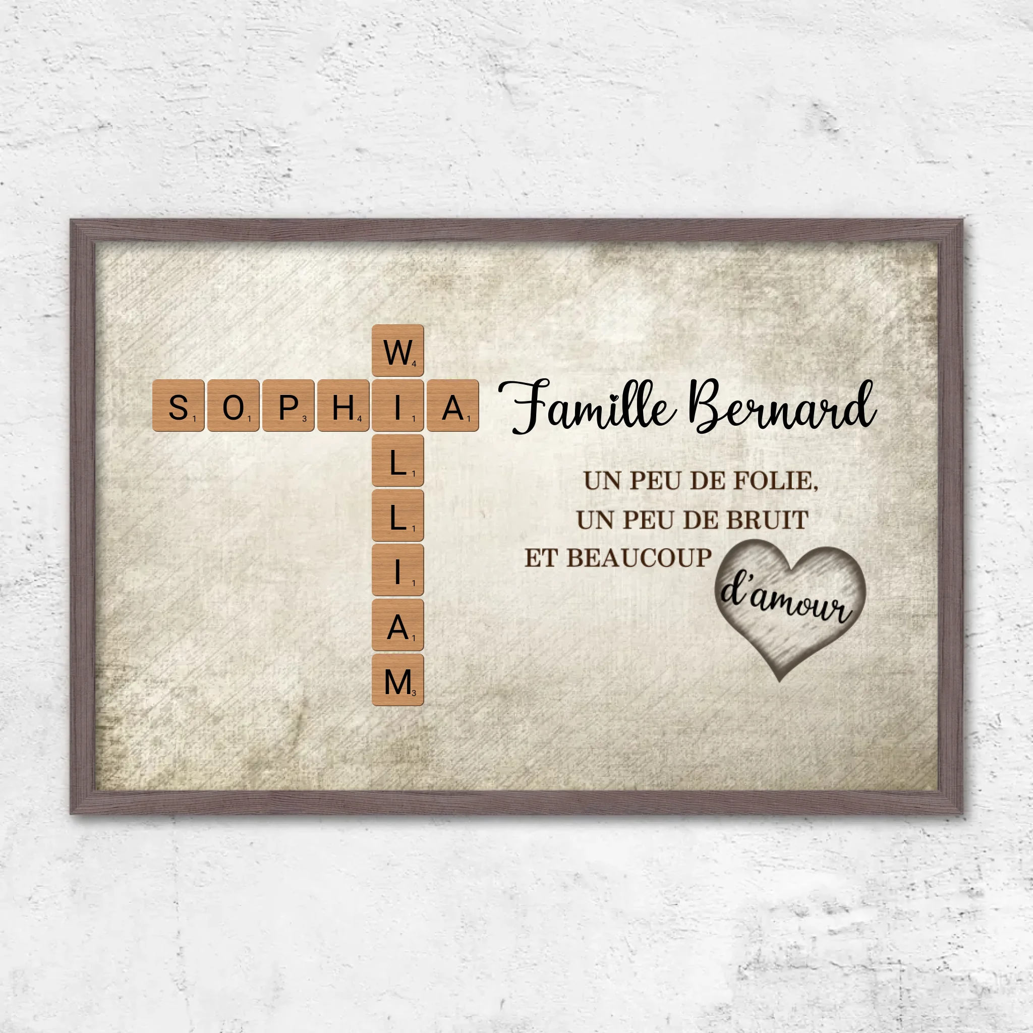 Poster personnalisé “Un peu de folie, un peu de bruit et beaucoup d'amour - Mots croisés”