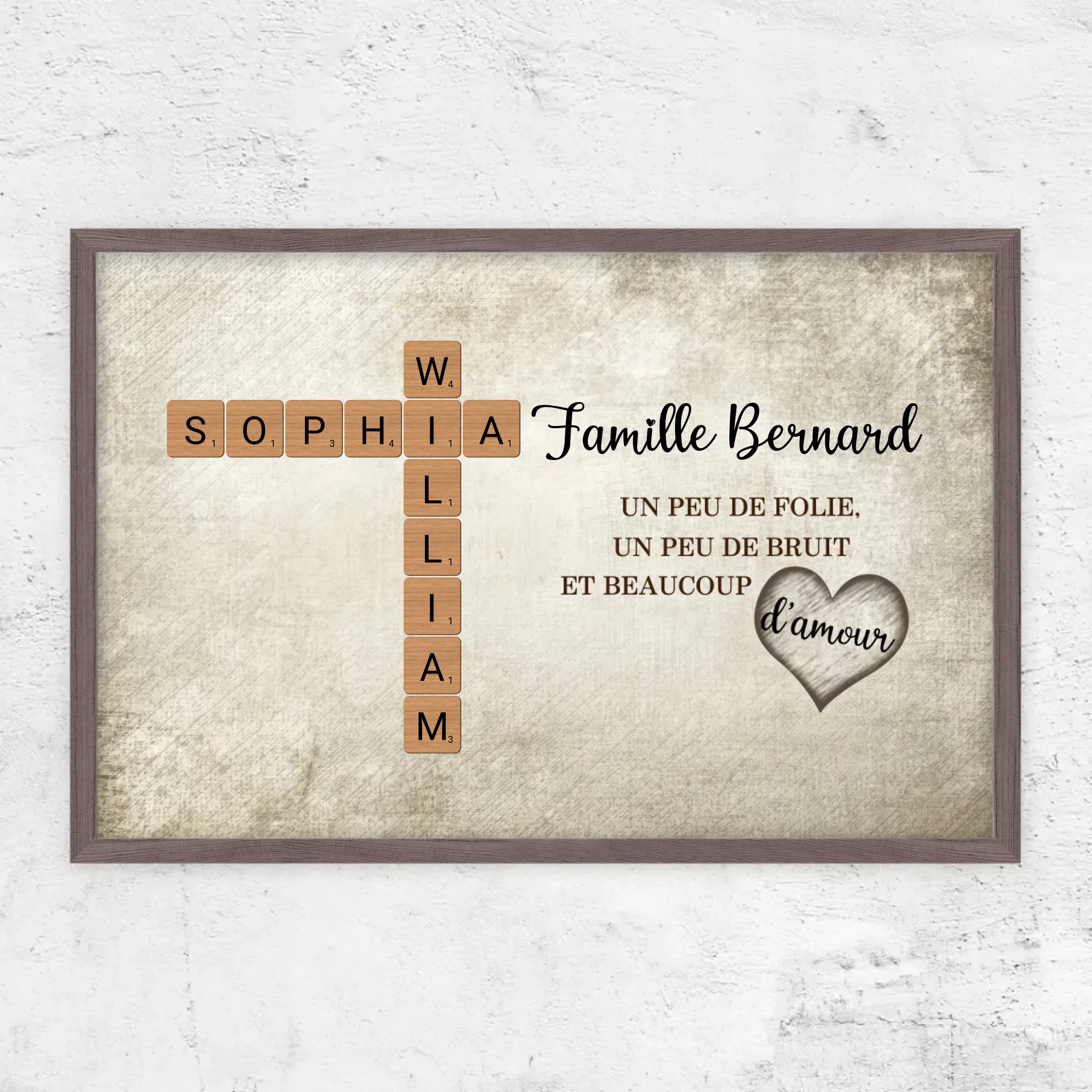 Poster personnalisé “Un peu de folie, un peu de bruit et beaucoup d'amour - Mots croisés”
