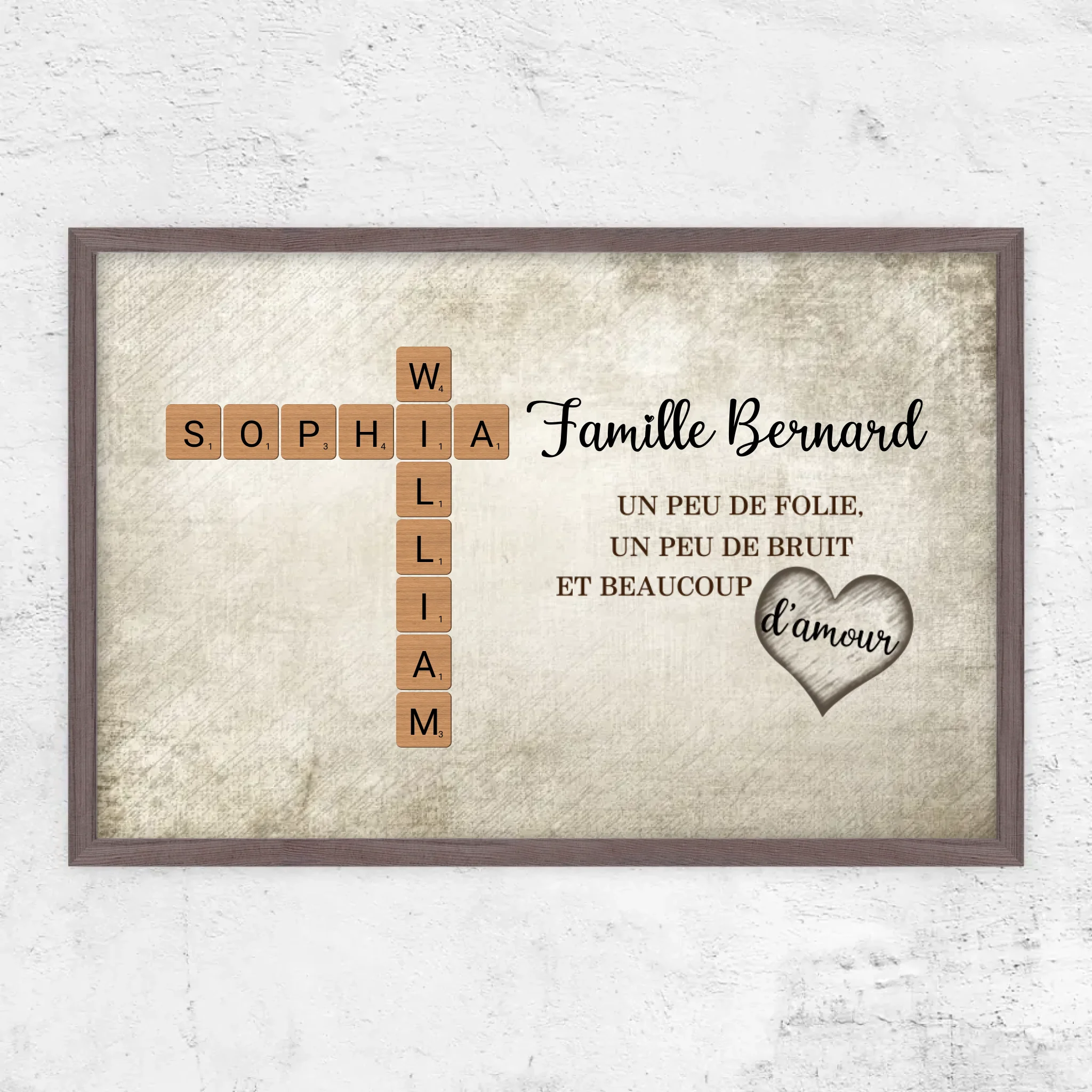 Poster personnalisé “Un peu de folie, un peu de bruit et beaucoup d'amour - Mots croisés”