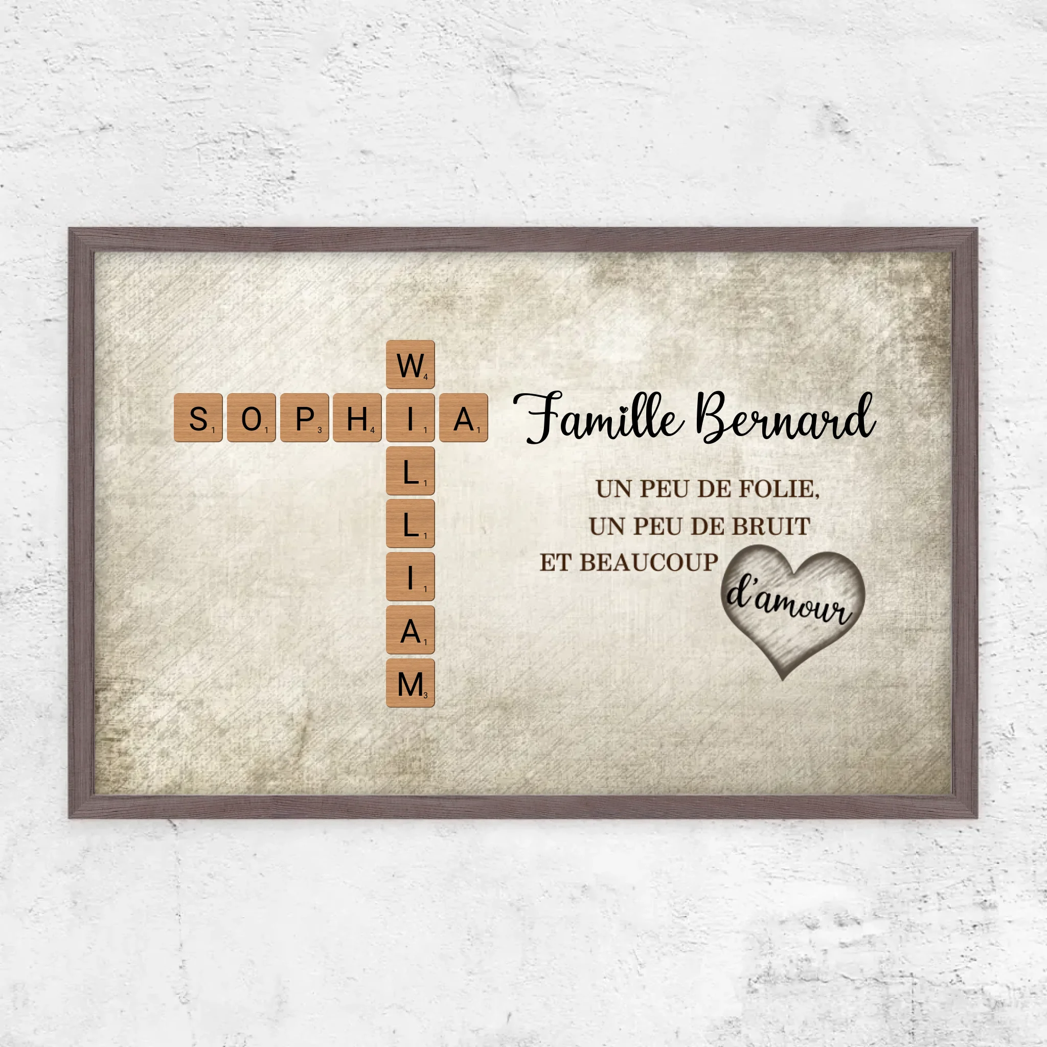 Poster personnalisé “Un peu de folie, un peu de bruit et beaucoup d'amour - Mots croisés”