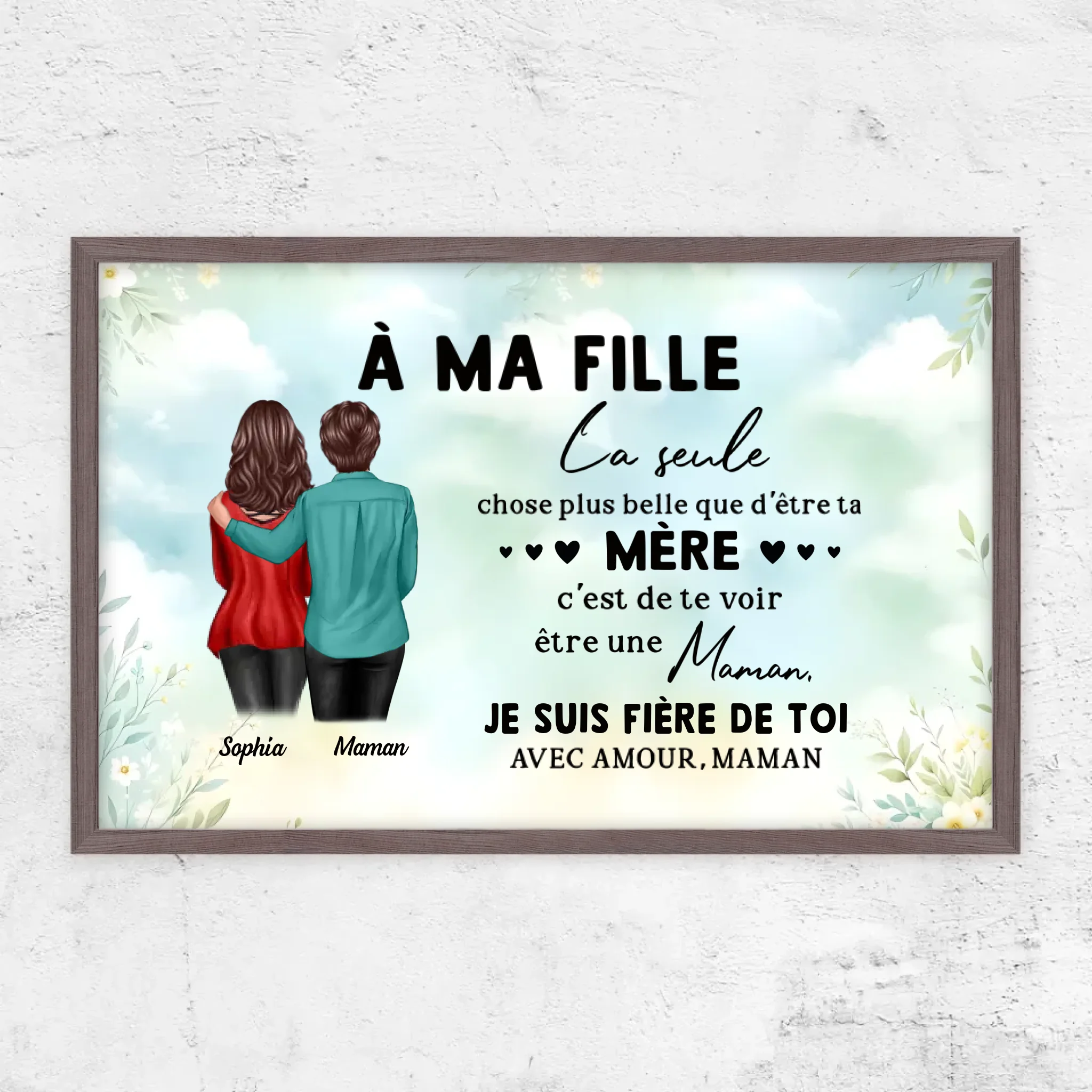 Poster personnalisé "De maman à fille – Cadeau pour la fête des mères"