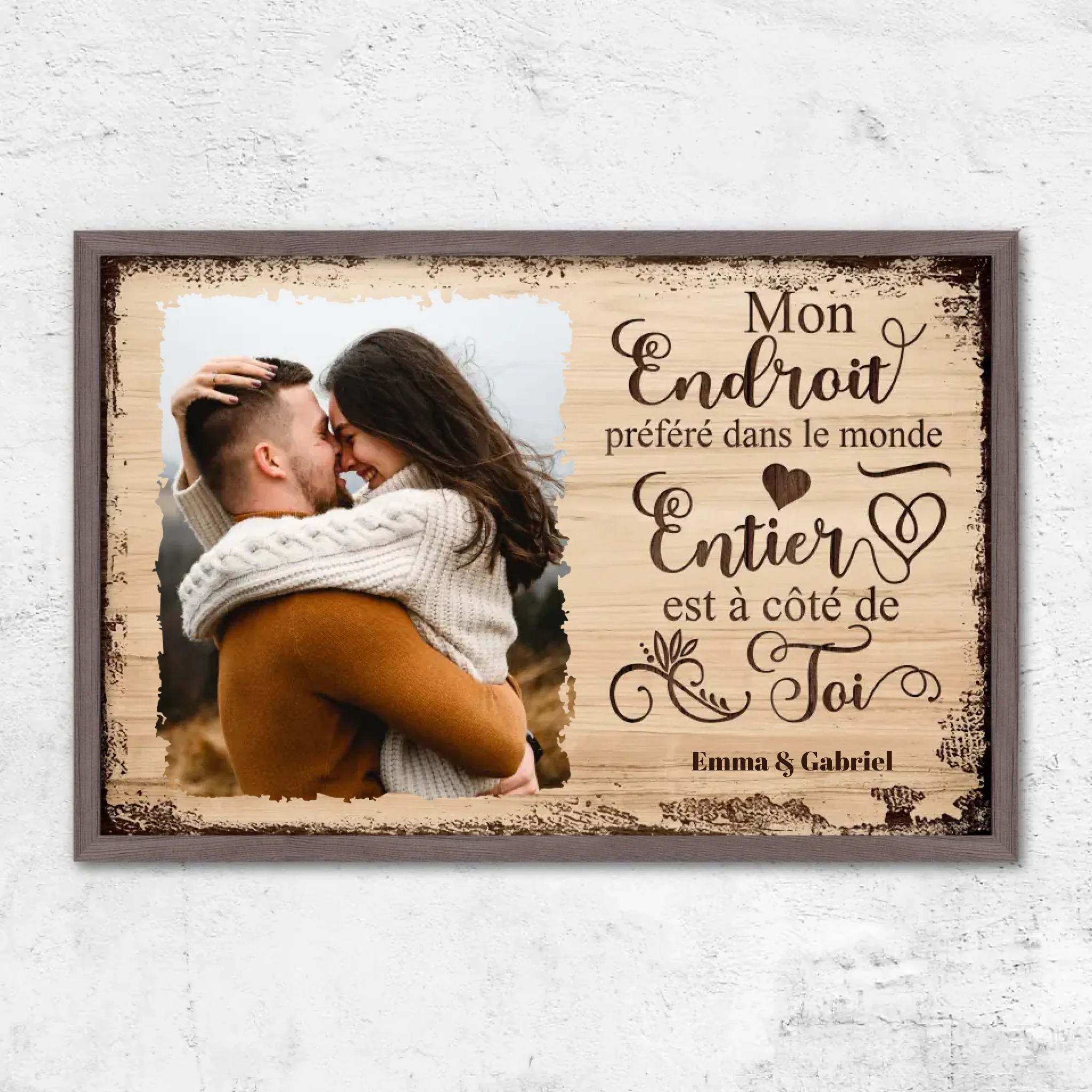 Poster personnalisé “Mon endroit préféré est à côté de toi avec photo”