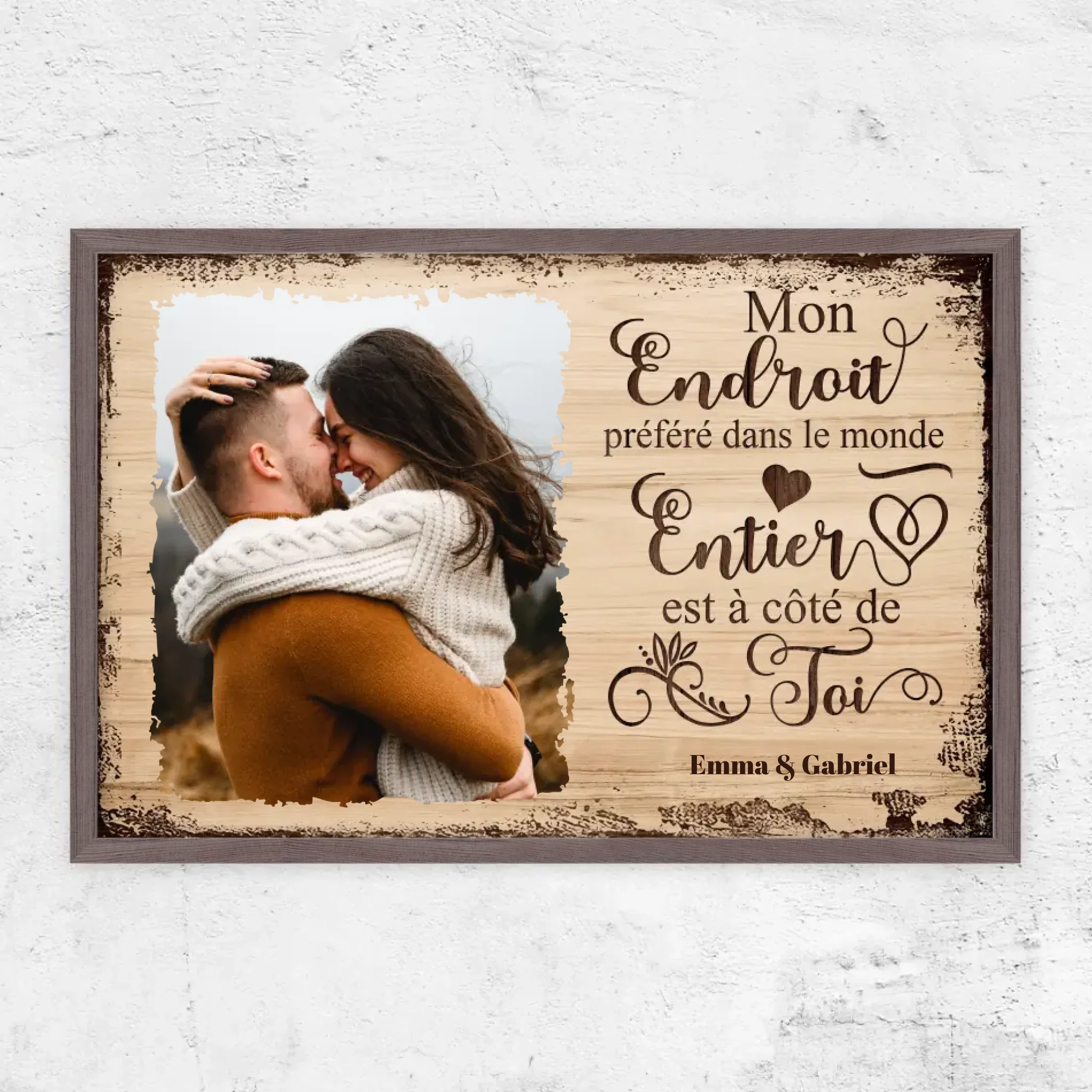 Poster personnalisé “Mon endroit préféré est à côté de toi avec photo”