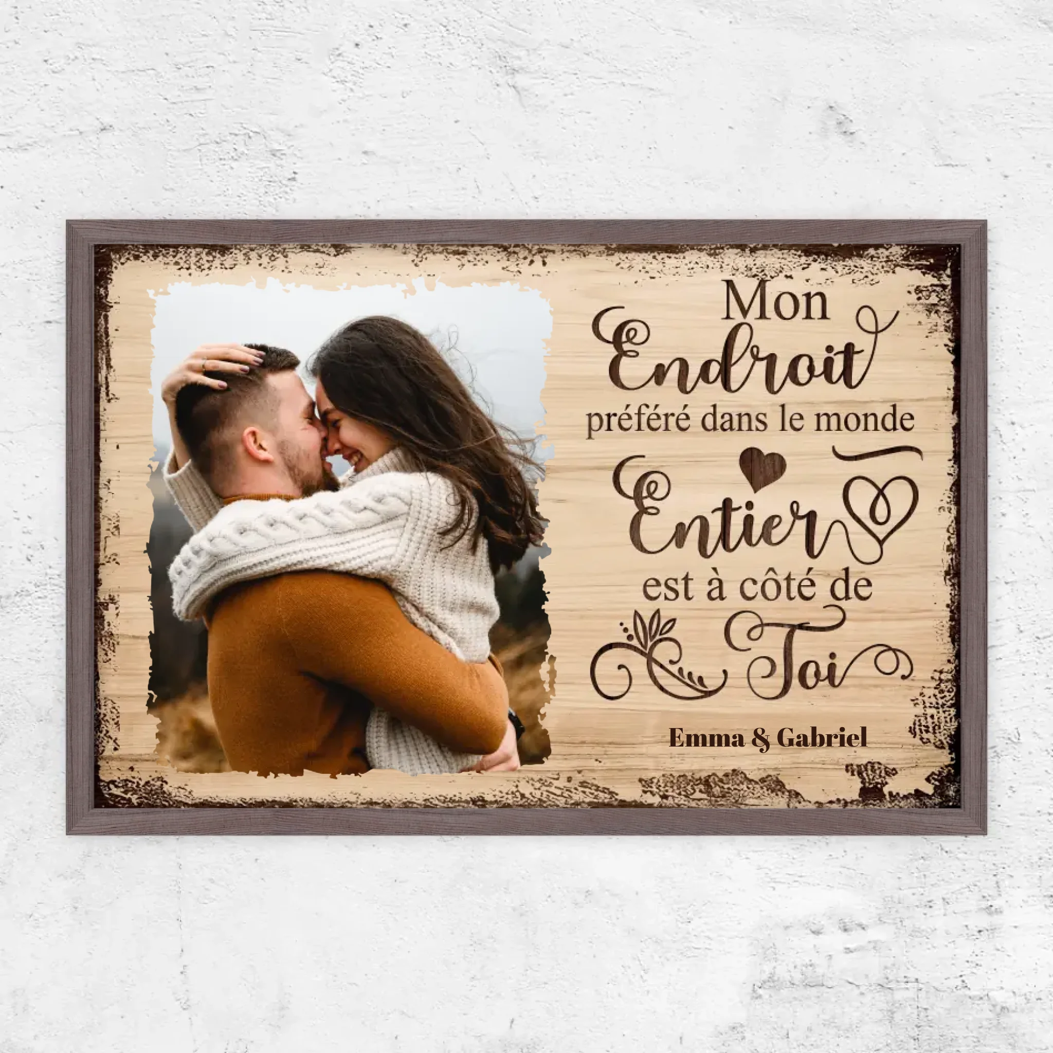 Poster personnalisé “Mon endroit préféré est à côté de toi avec photo”