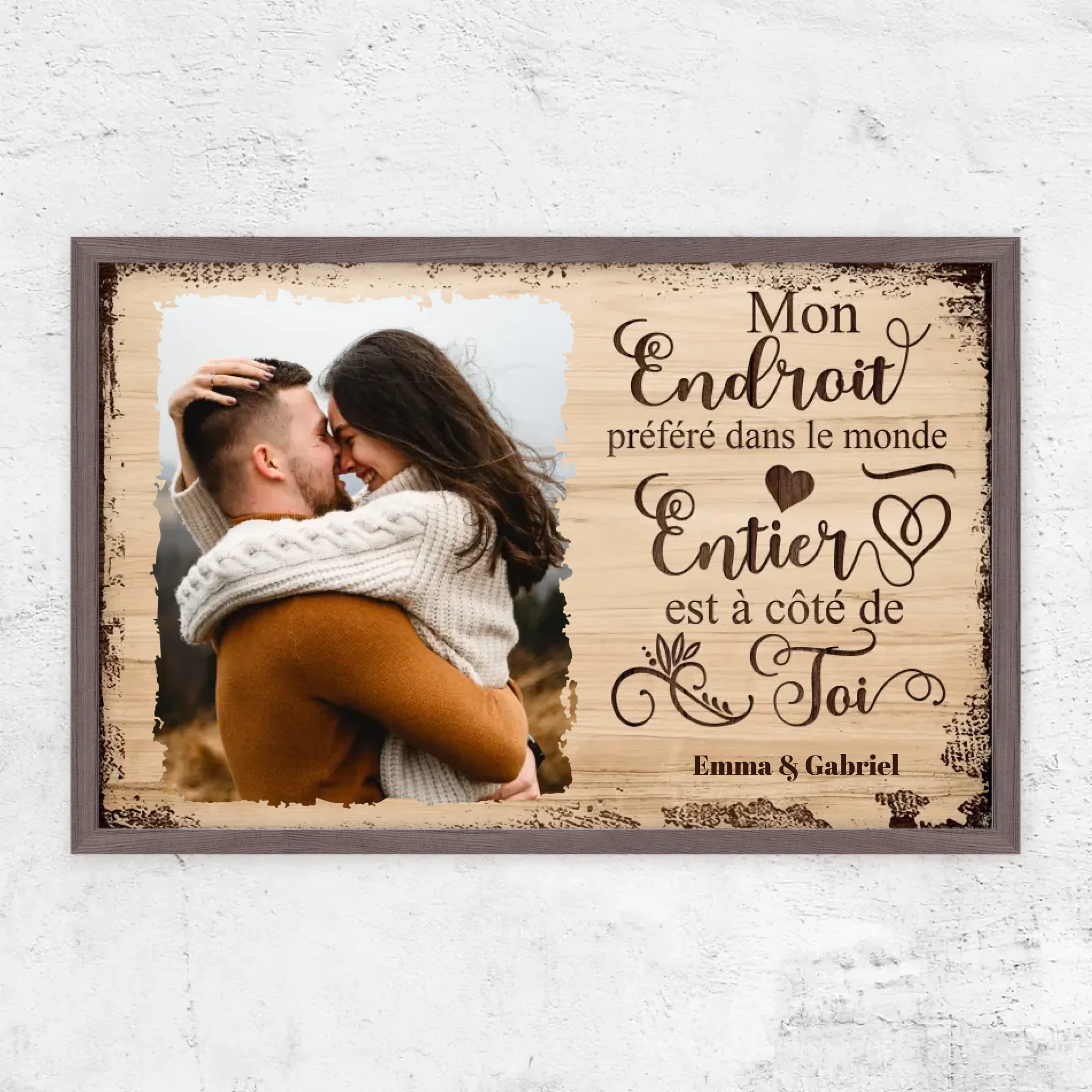 Poster personnalisé “Mon endroit préféré est à côté de toi avec photo”