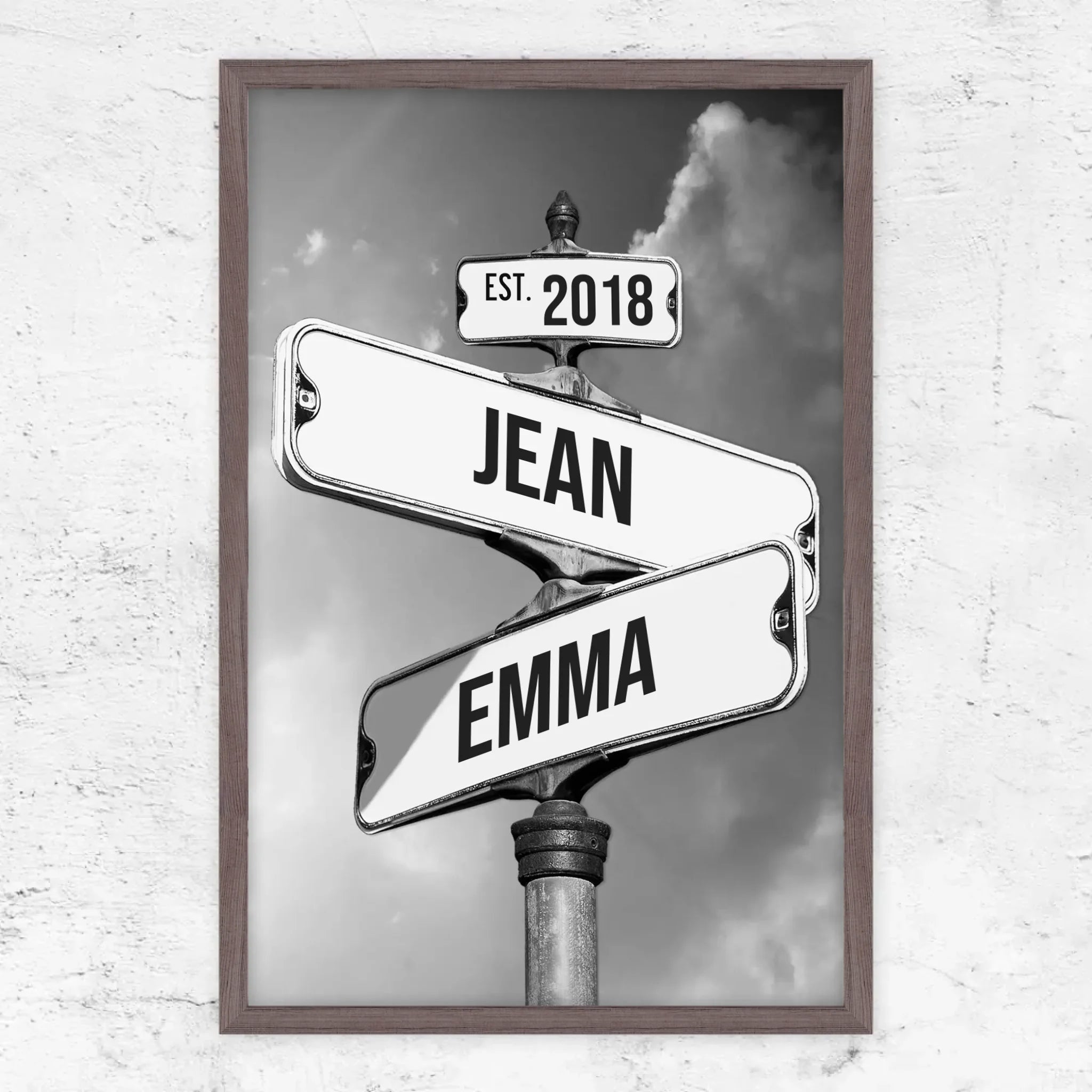 Poster personnalisé "Panneau de signalisation vintage pour couples"