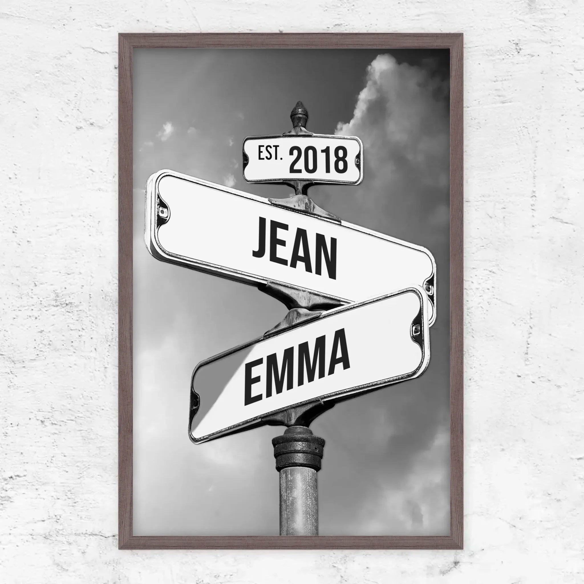 Poster personnalisé "Panneau de signalisation vintage pour couples"