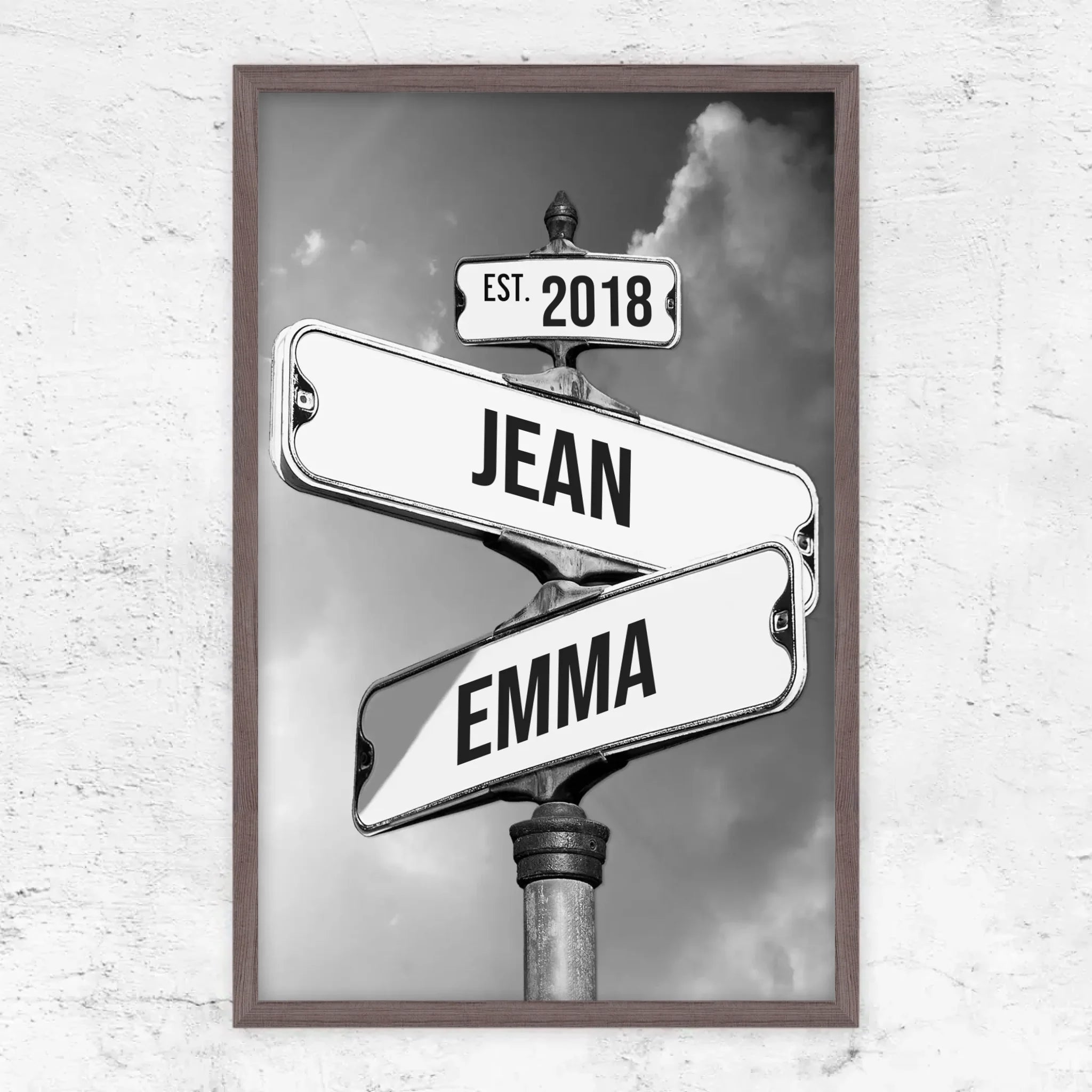 Poster personnalisé "Panneau de signalisation vintage pour couples"