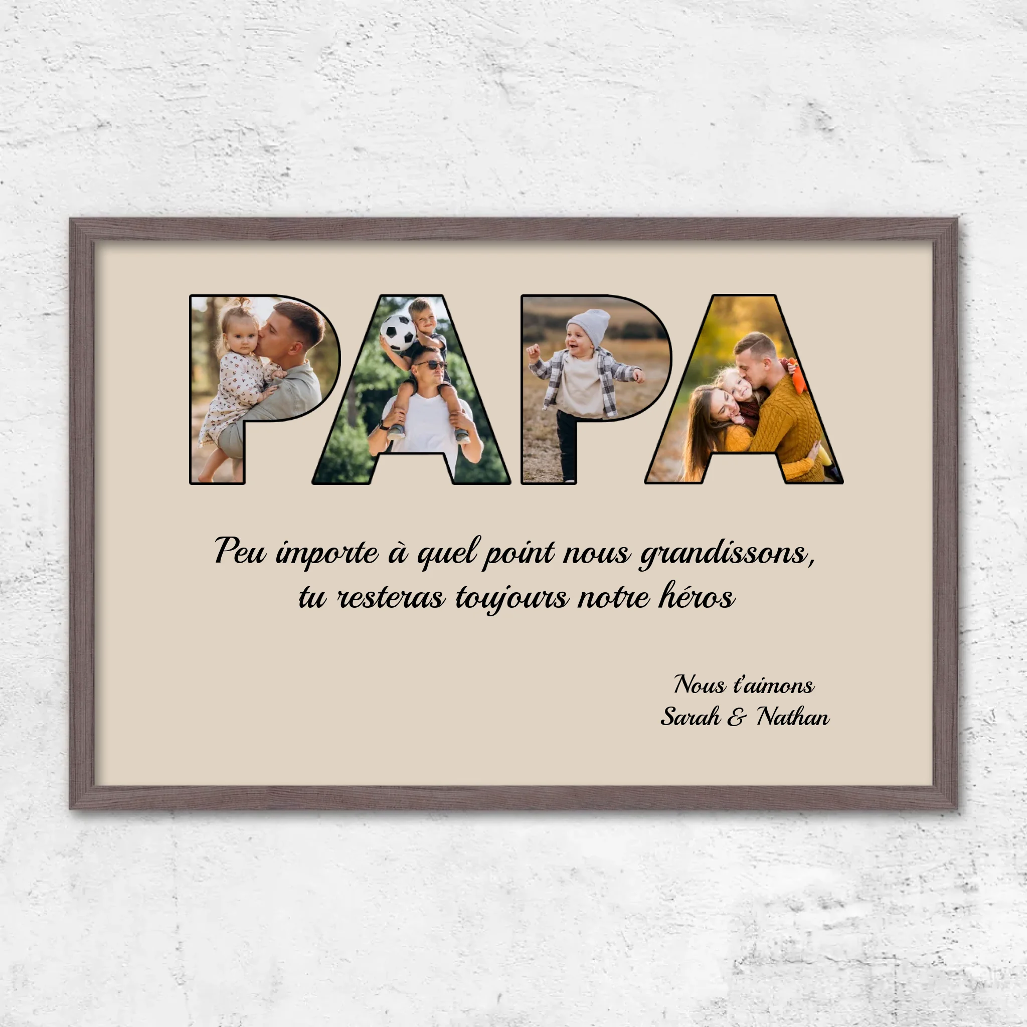 Poster personnalisé "Papa reste mon héros"